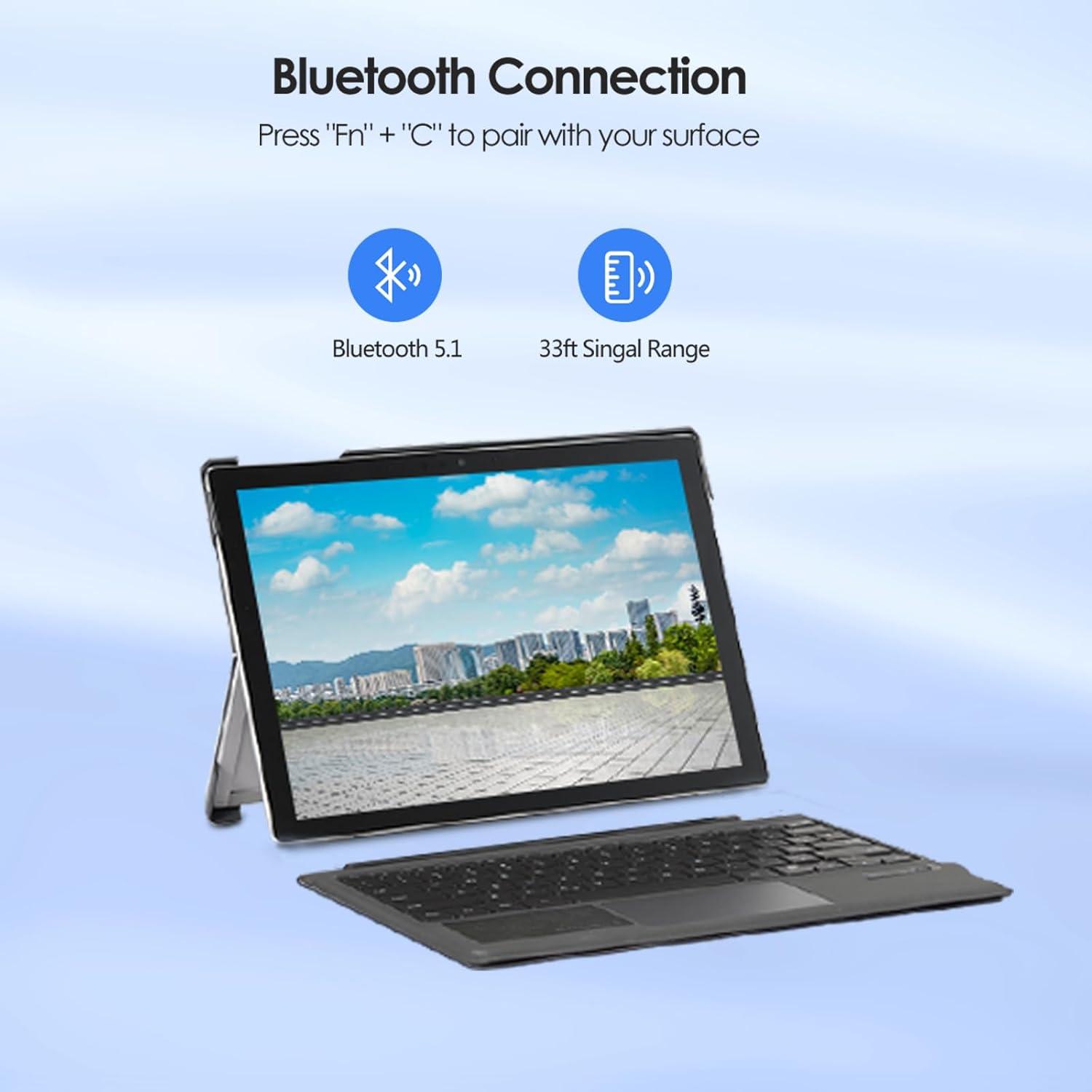 Teclado Bluetooth Qulose para Microsoft Surface Pro 7, Ergonómico