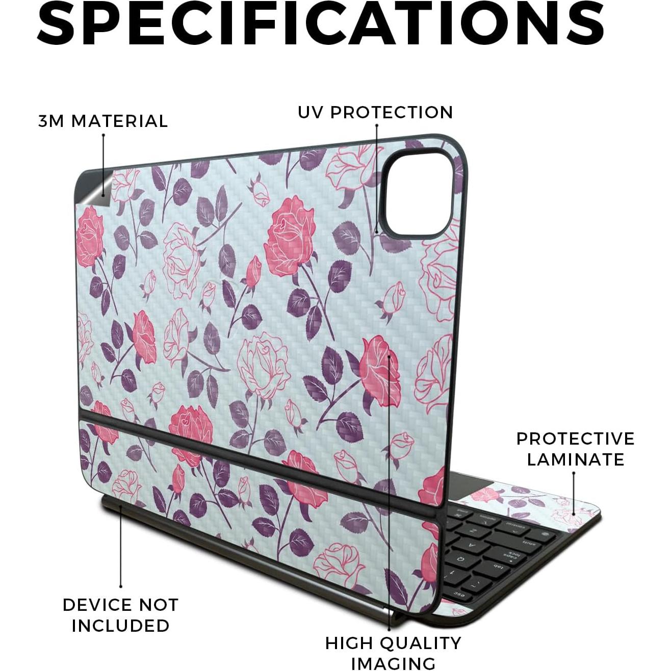 Piel de Fibra de Carbono Floral Vintage para Apple Magic Keyboard 11"