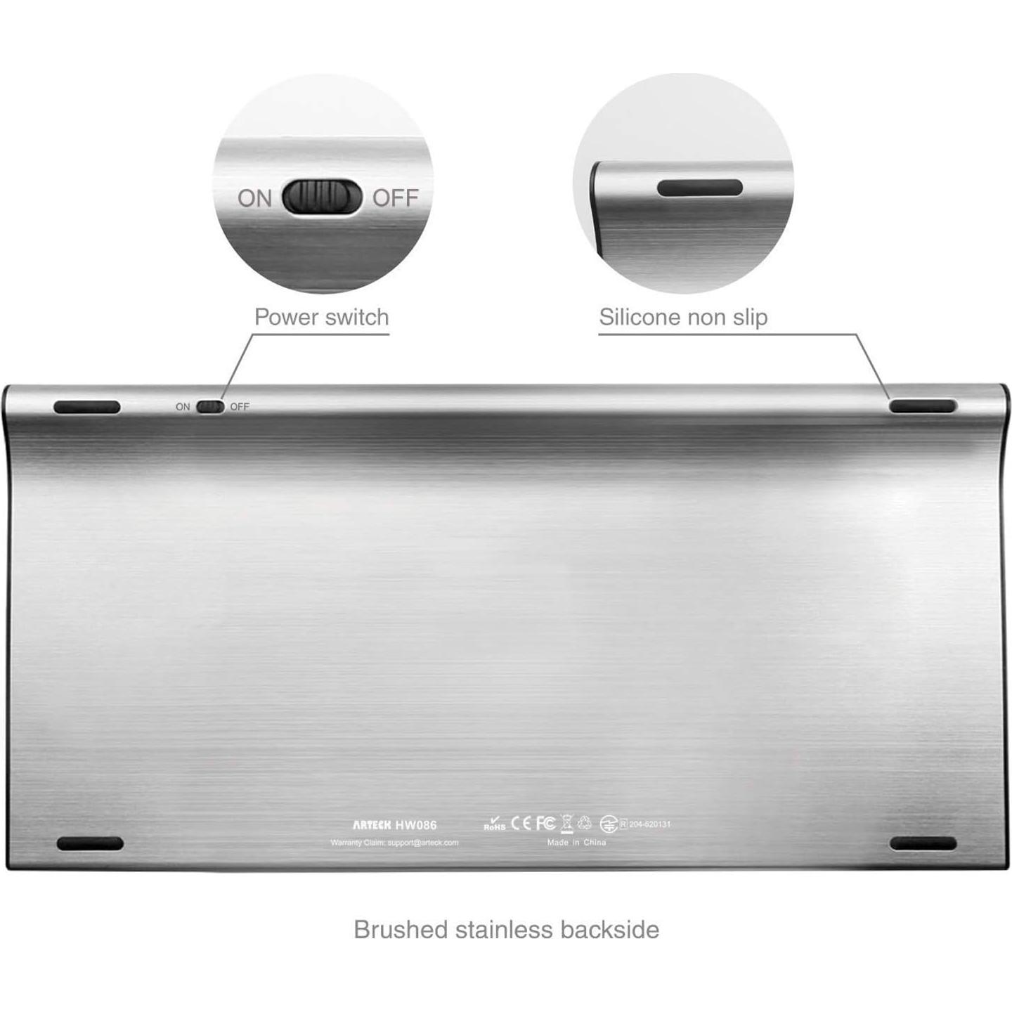 Teclado Inalámbrico Arteck 2.4G Acero Inoxidable Ultra Delgado