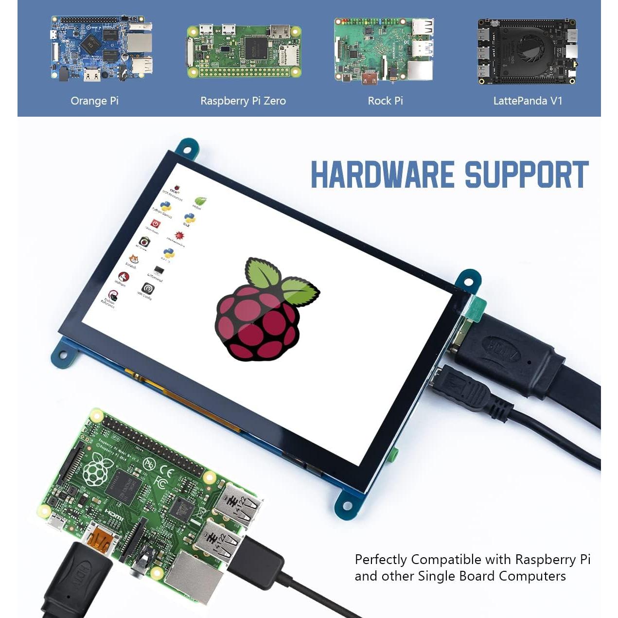 Pantalla Táctil LCD IPS 12.7 cm 800x480 HDMI para Raspberry Pi