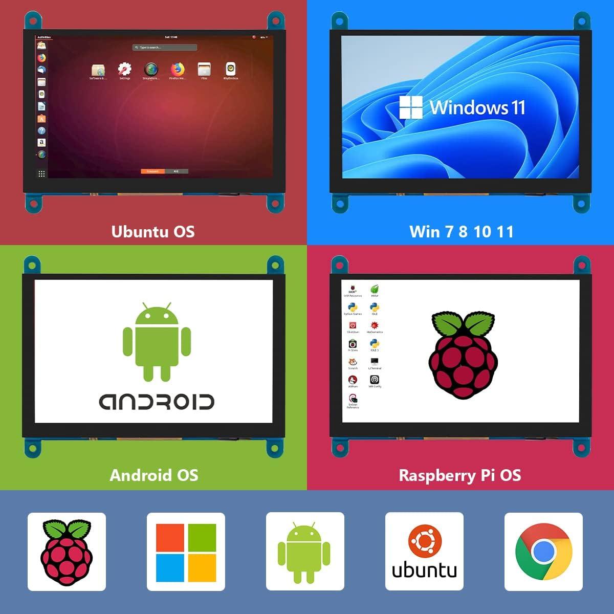 Pantalla Táctil LCD IPS 12.7 cm 800x480 HDMI para Raspberry Pi