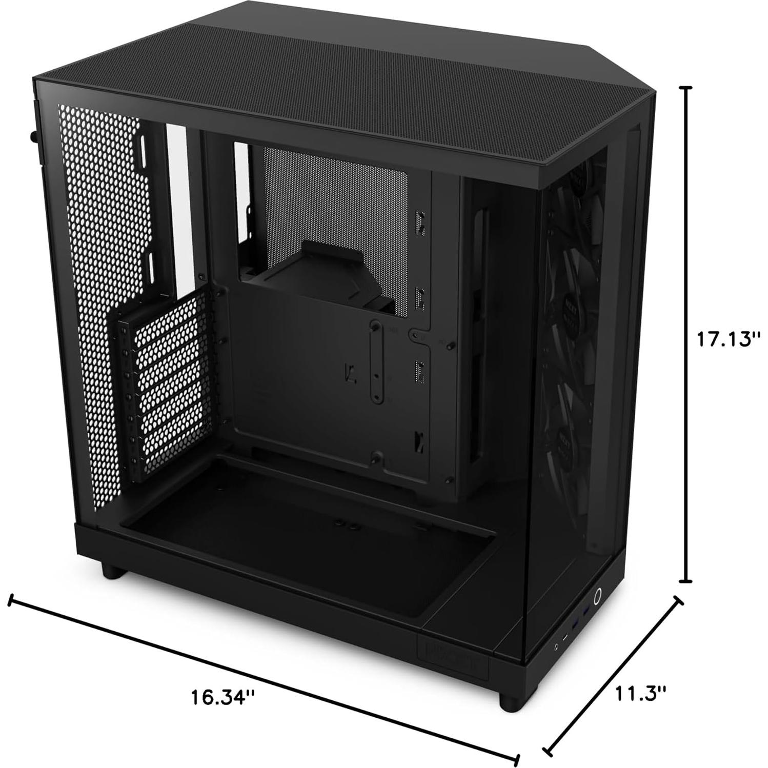 Caja NZXT H6 Flow Negra | Doble Cámara Compacta | 3 Ventiladores 120mm