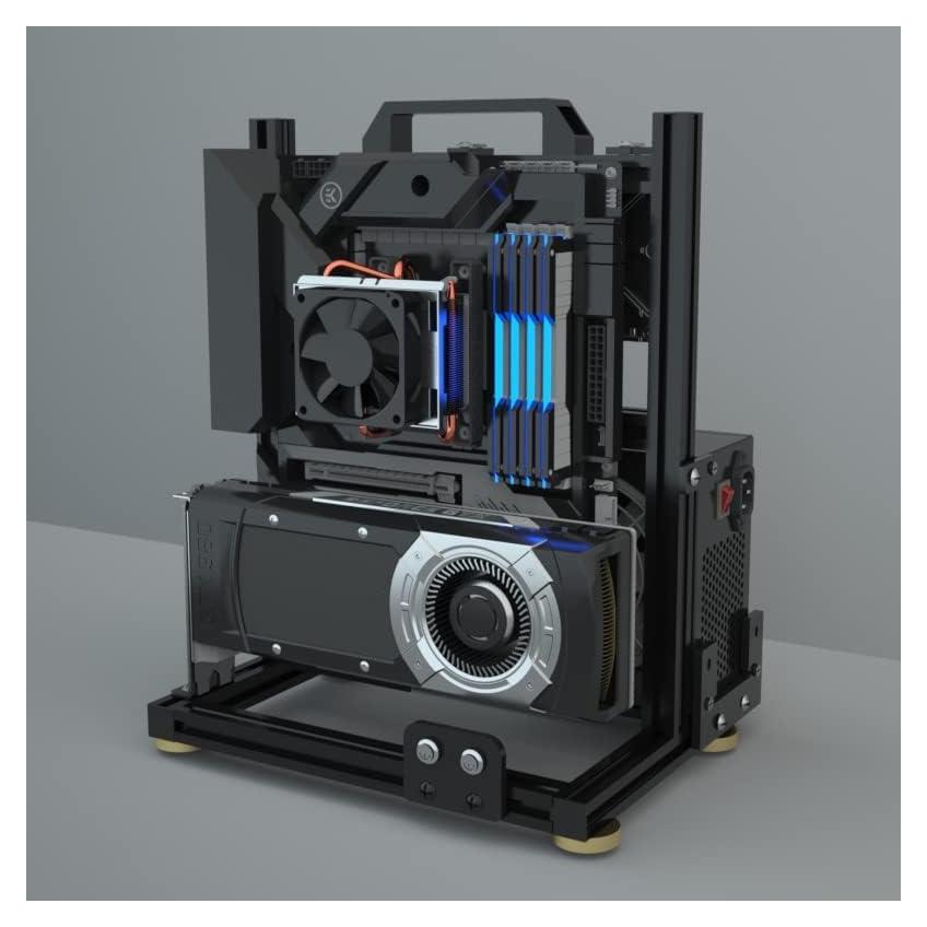 PC Creative Assembly Frame Test Bench，Open Air Frame Case, DIY Computer Motherboard Case Rack, ITX ATX MATX/EATX Open Aluminum Frame Chassis (MATX)