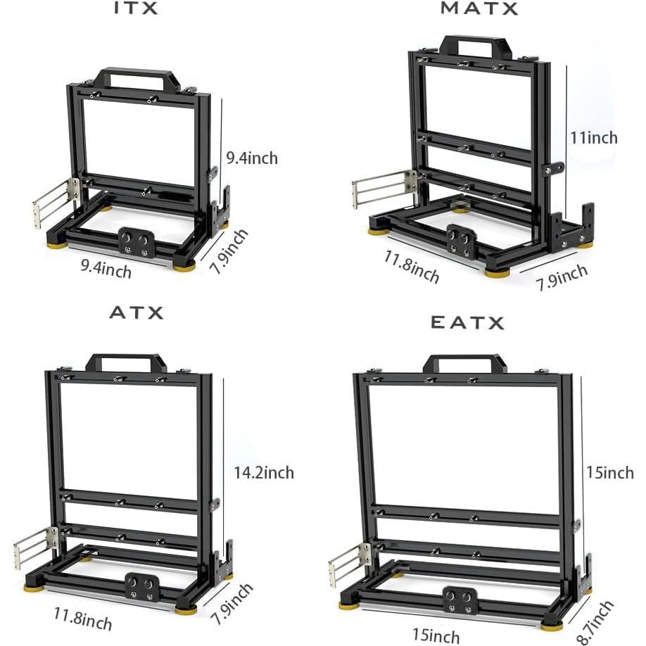 PC Creative Assembly Frame Test Bench，Open Air Frame Case, DIY Computer Motherboard Case Rack, ITX ATX MATX/EATX Open Aluminum Frame Chassis (MATX)