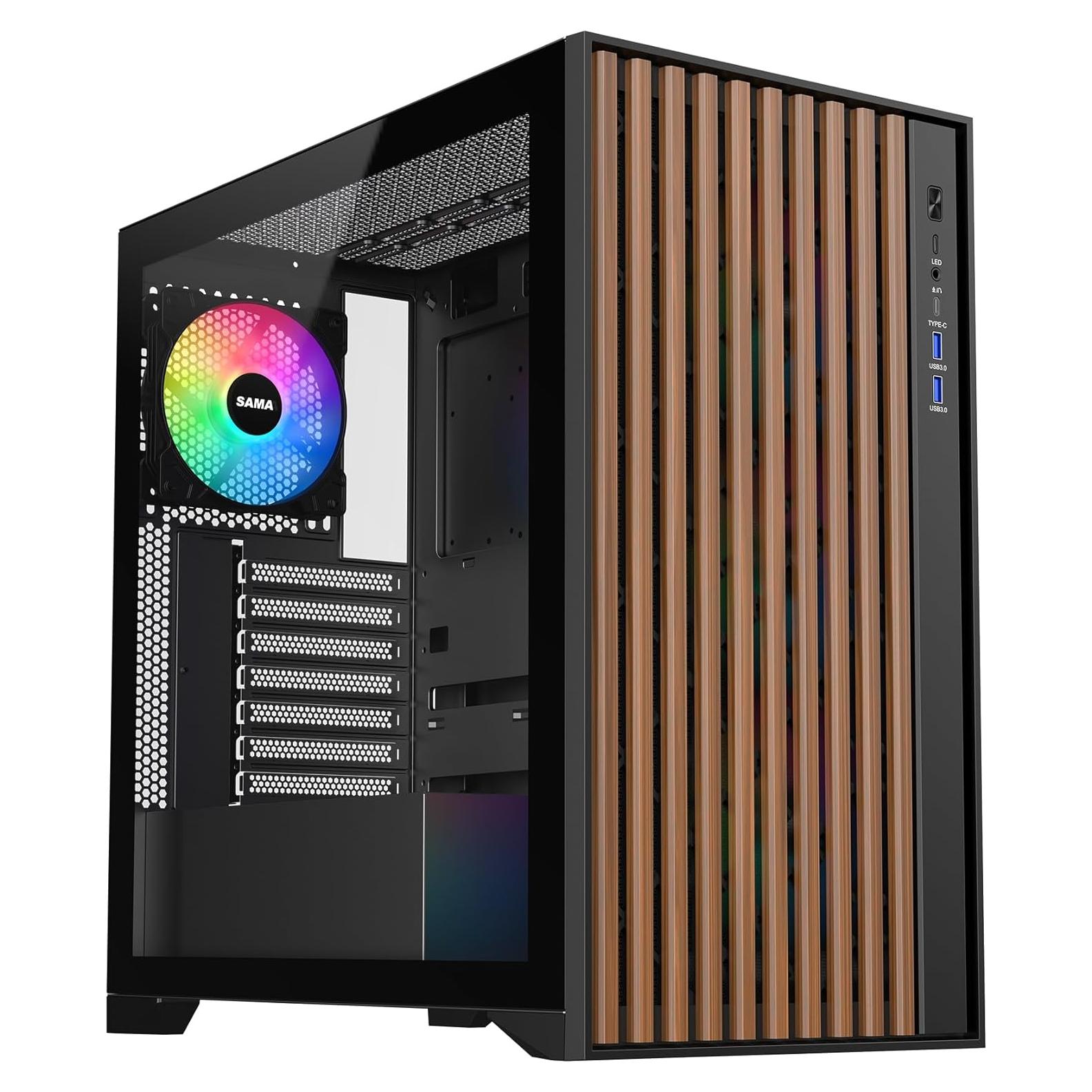 Caja PC ATX SAMA V-Nature Negra Vidrio Templado 4 Ventiladores ARGB