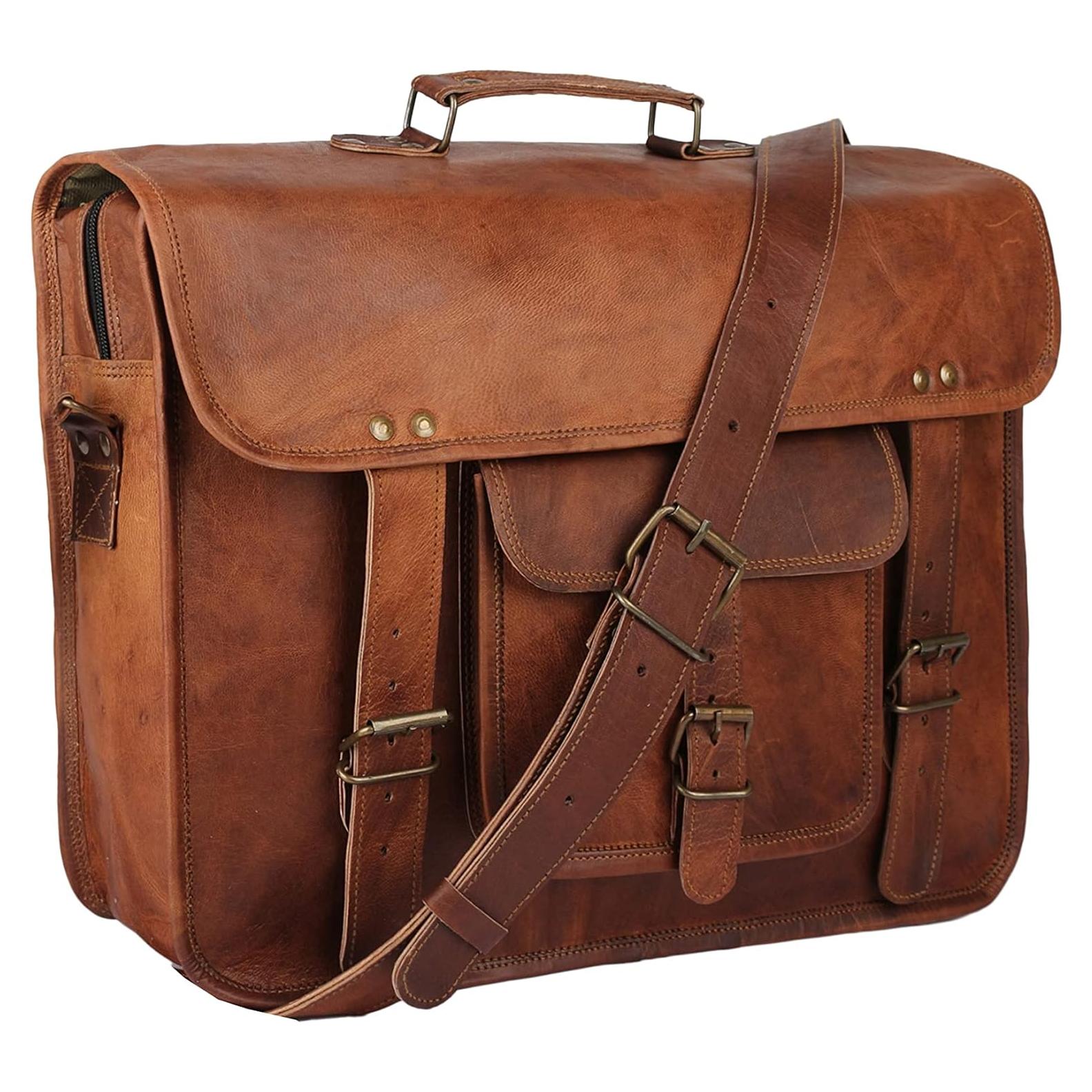 Bolsa de mensajero de cuero The Vintage Stuff 40.64 cm