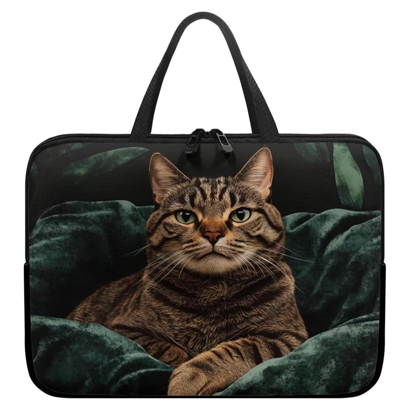 Funda para computadora portátil ZIATUBLES 17" Gato Atigrado Vintage