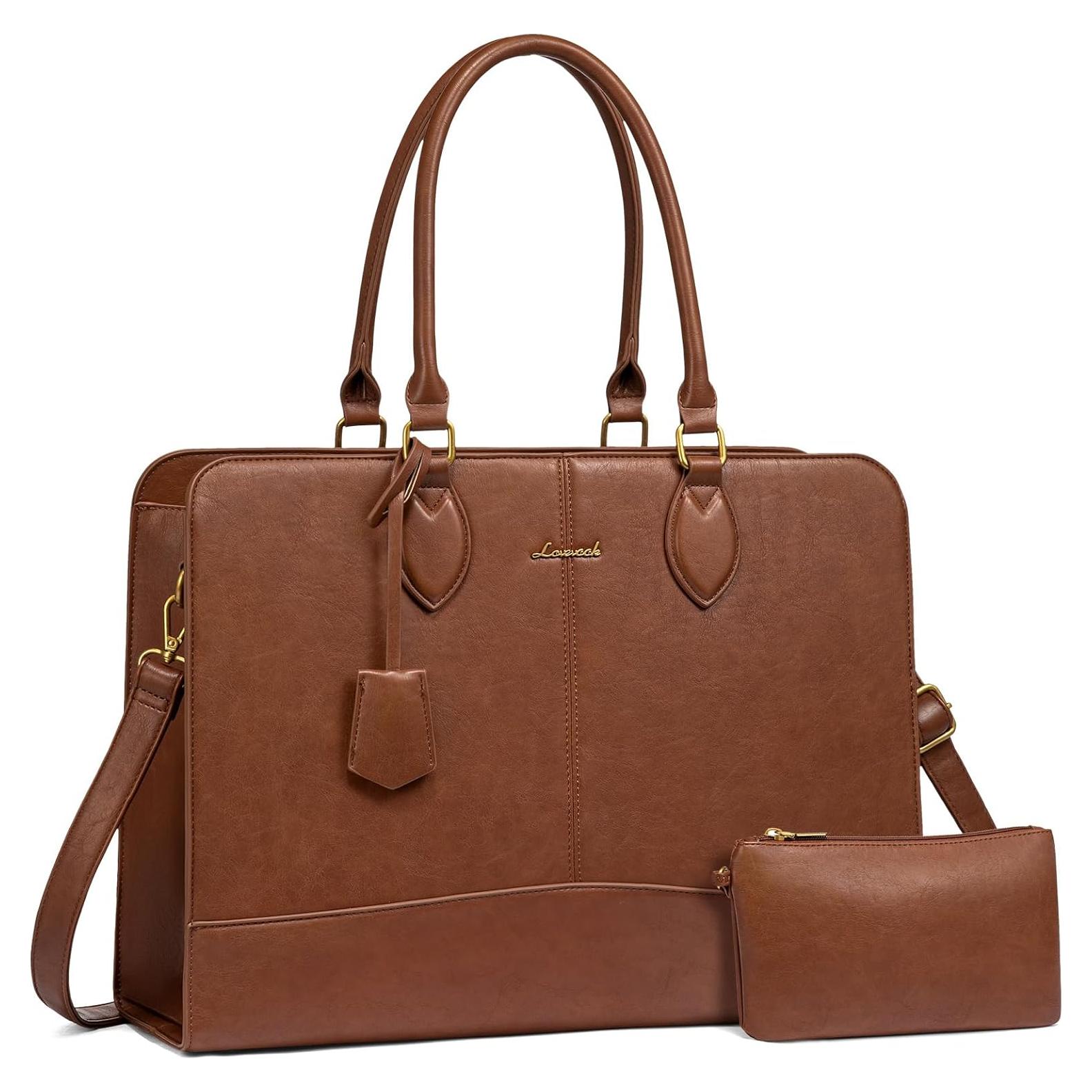 Bolsa Tote para Laptop LOVEVOOK 15.6" Cuero Vintage Marrón