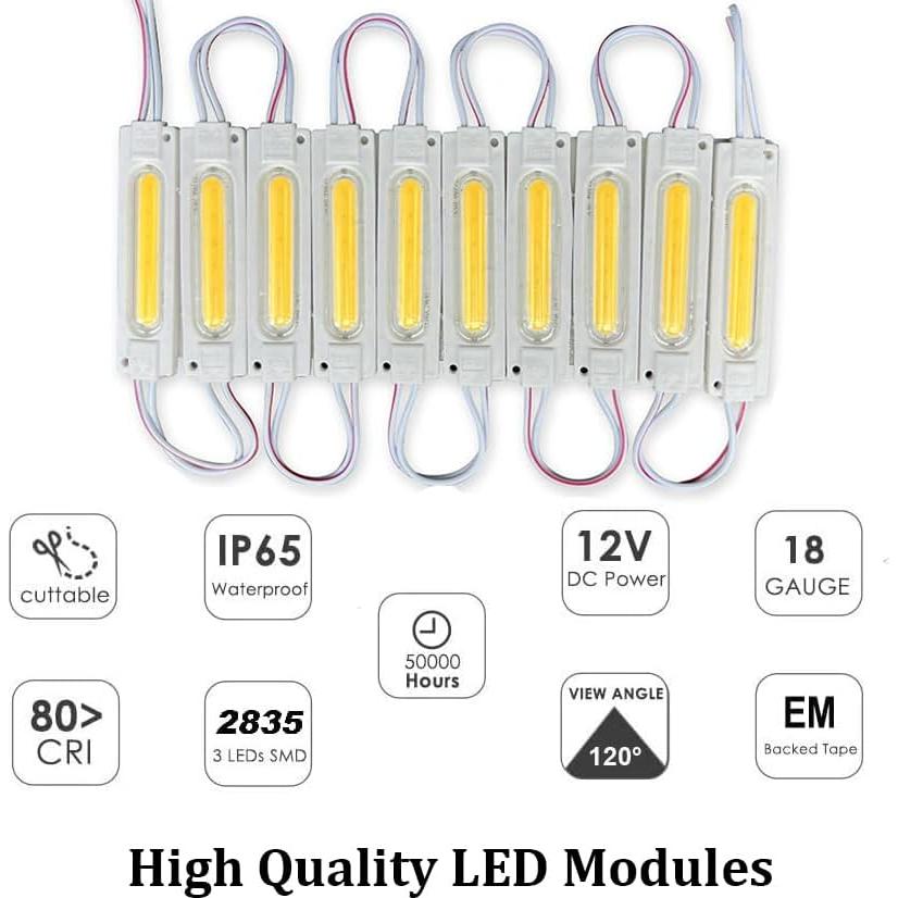 100 Módulos LED 12V IP65 Luz de Reemplazo para Carteles