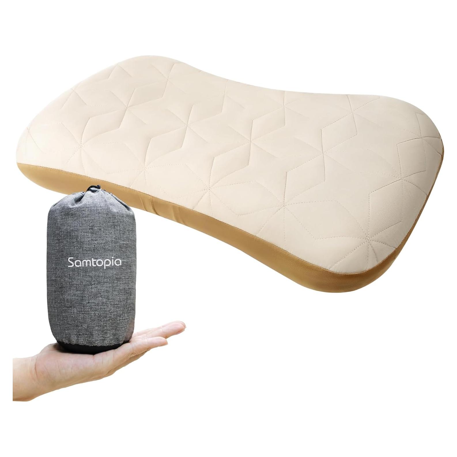 Almohada Inflable de Camping Samtopia CP0001 Grande Caqui