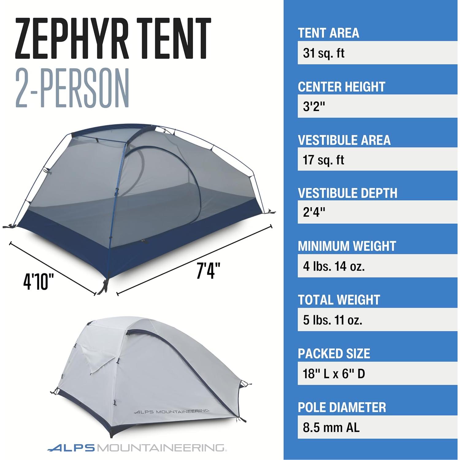 Carpa de Camping ALPS Mountaineering Zephyr 2 Personas Gris/Navy