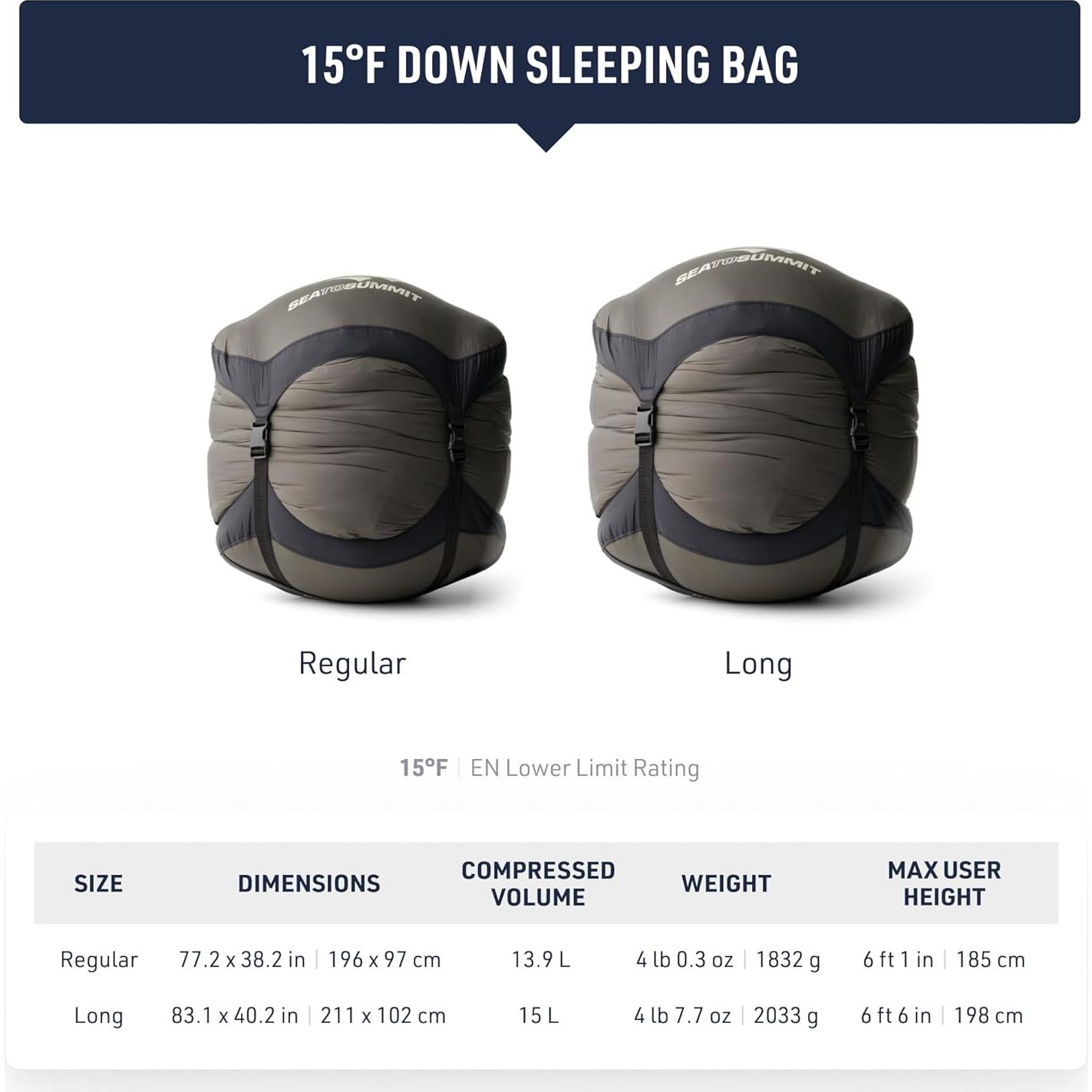 Saco de dormir plumas Sea to Summit 15°C Regular 1 persona