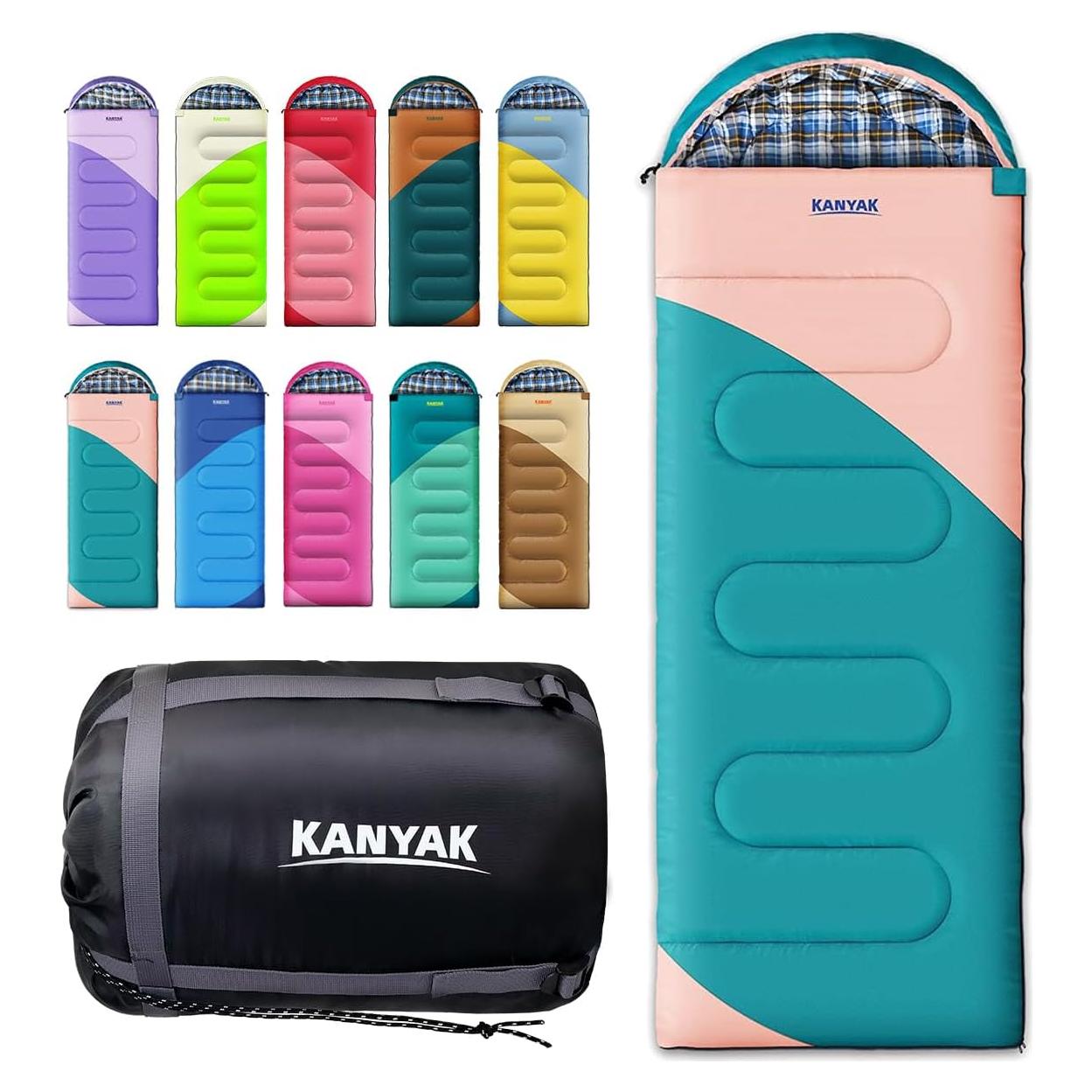 Saco de dormir Kanyak 3-4 estaciones 220x82.5 cm verde rosa