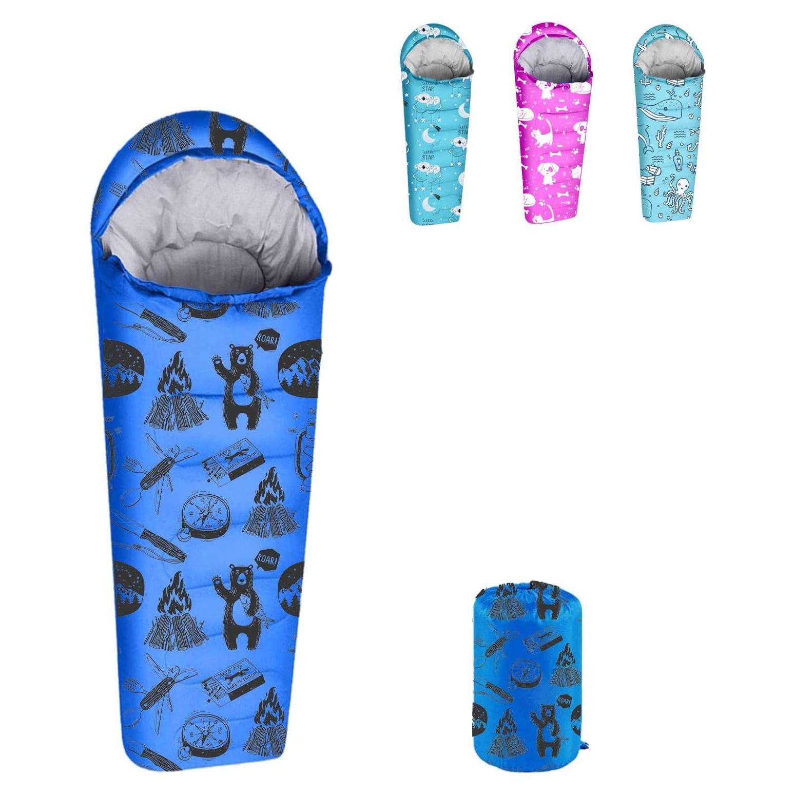 Saco de dormir ANJ Outdoors momia 1.70 m 4 estaciones azul