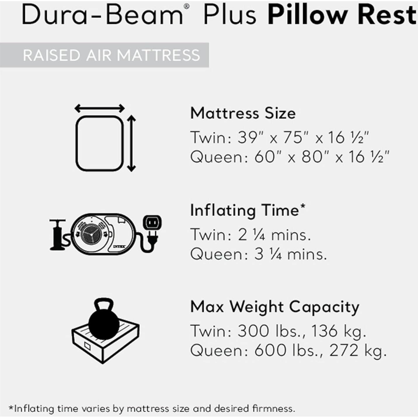 Colchón Inflable Elevado INTEX Individual con Bomba y Almohada