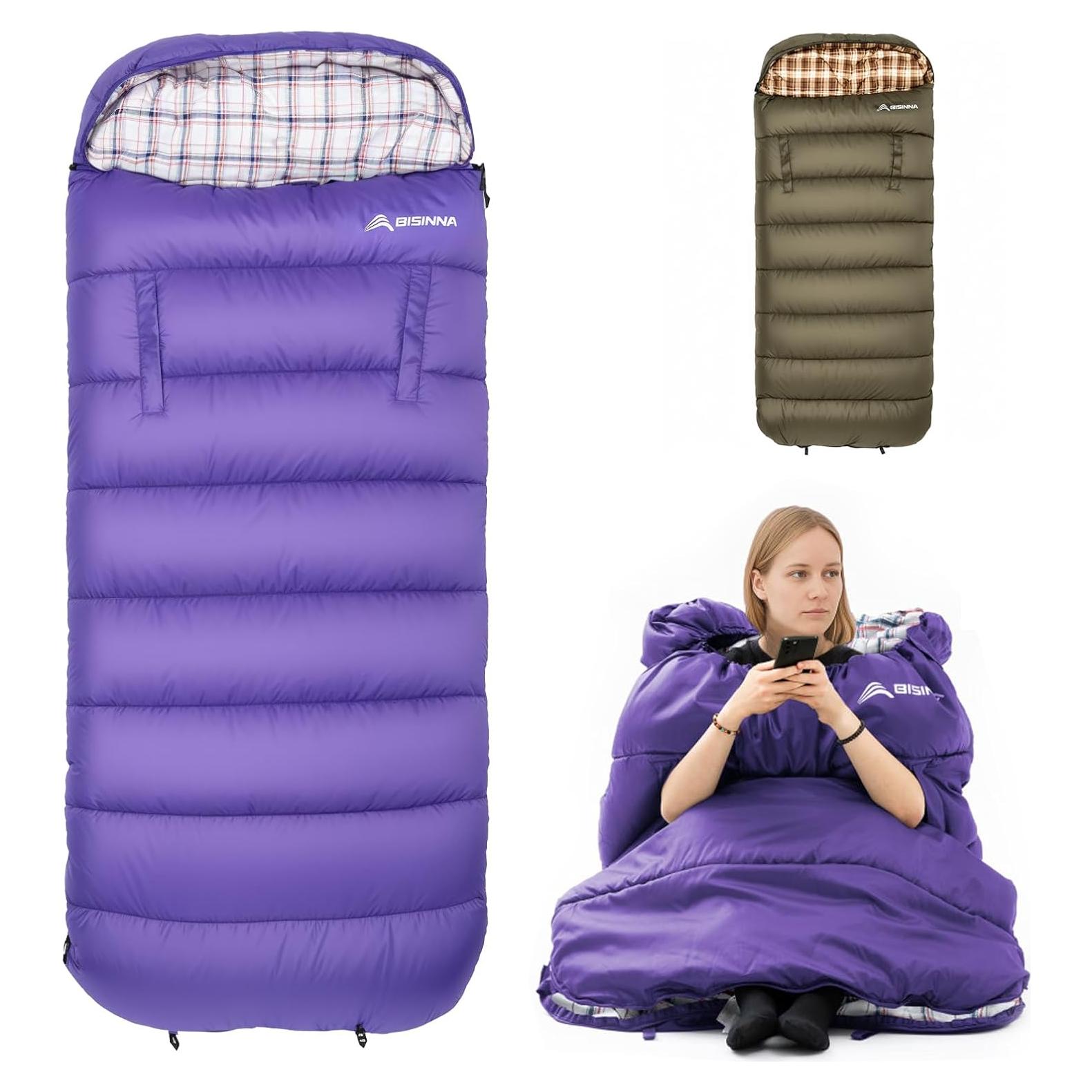 Saco de Dormir BISINNA XXL 229.9x100cm 3 Estaciones con Almohada