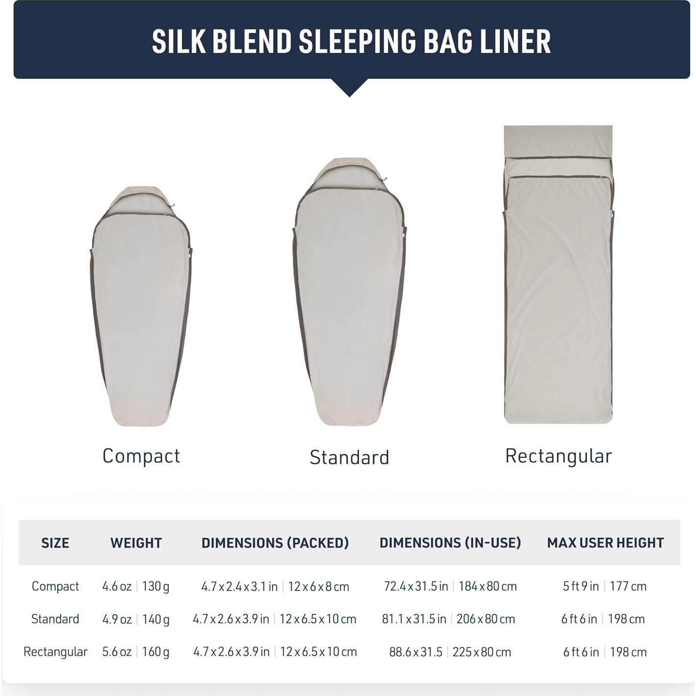 Forro de Saco de Dormir Sea to Summit Mezcla de Seda 182.88x106.68cm