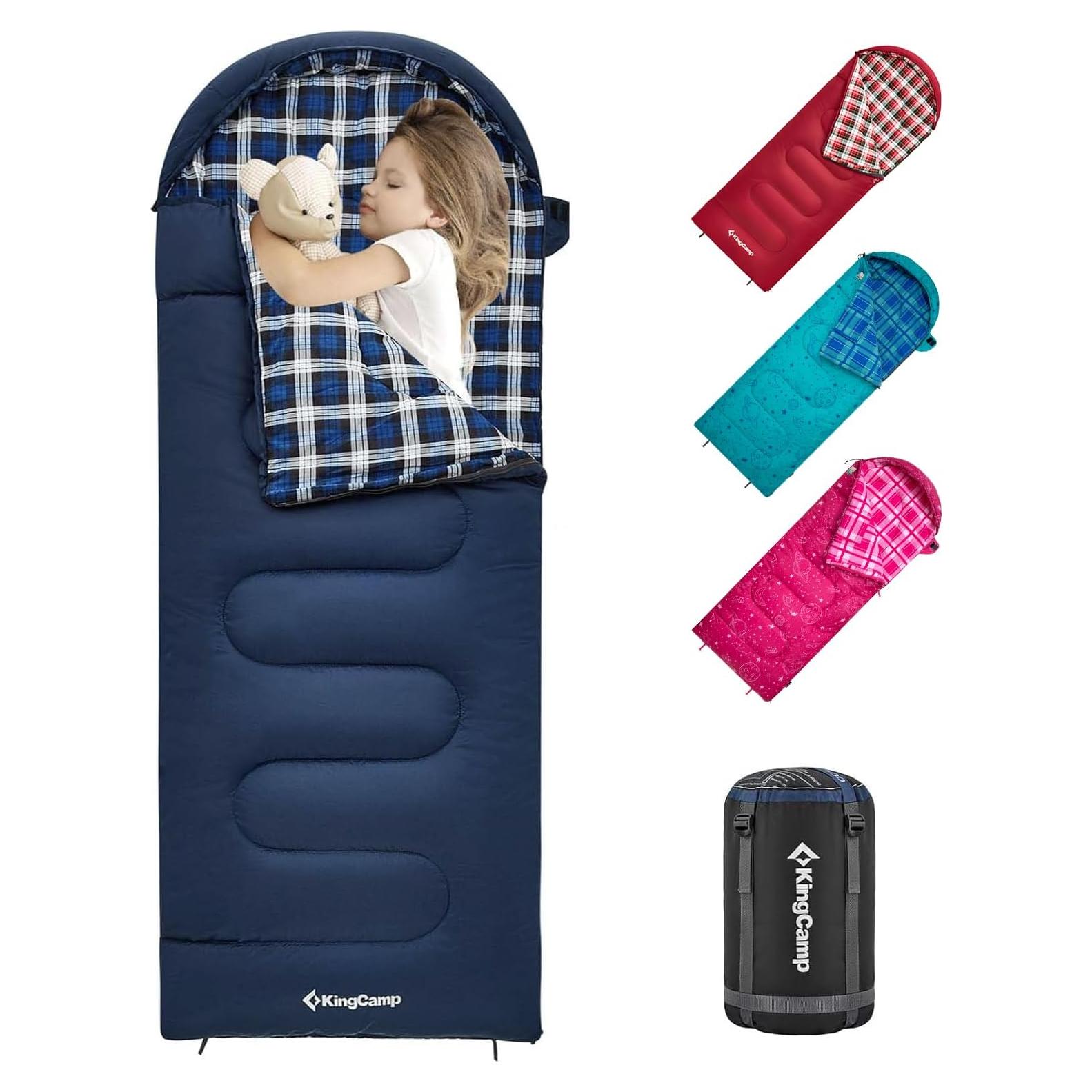 Saco de Dormir KingCamp para Niños 1.70m Impermeable Franela