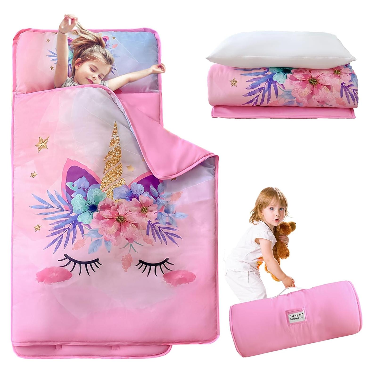 Esteras para Siesta Rosa Unicornio Cozyholy 127x51cm con Almohada