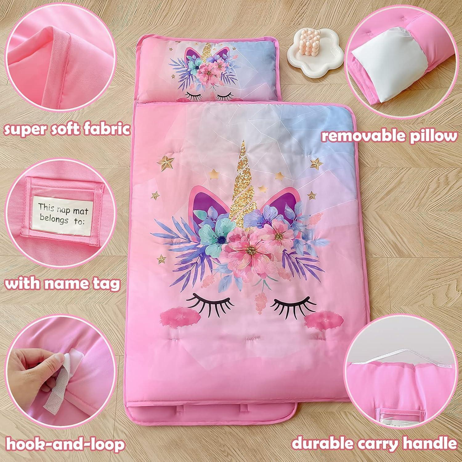 Esteras para Siesta Rosa Unicornio Cozyholy 127x51cm con Almohada