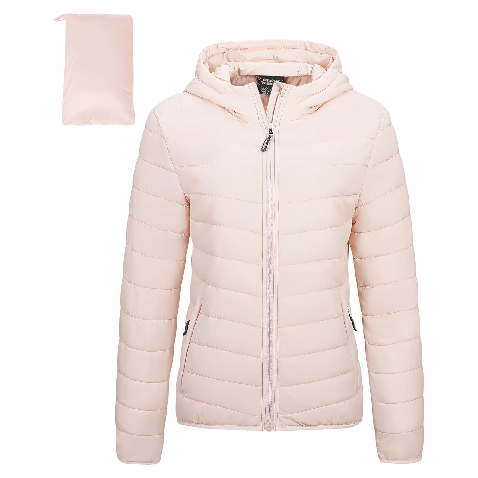 Chaqueta Puffer Ligera Outdoor Ventures para Mujeres Rosa