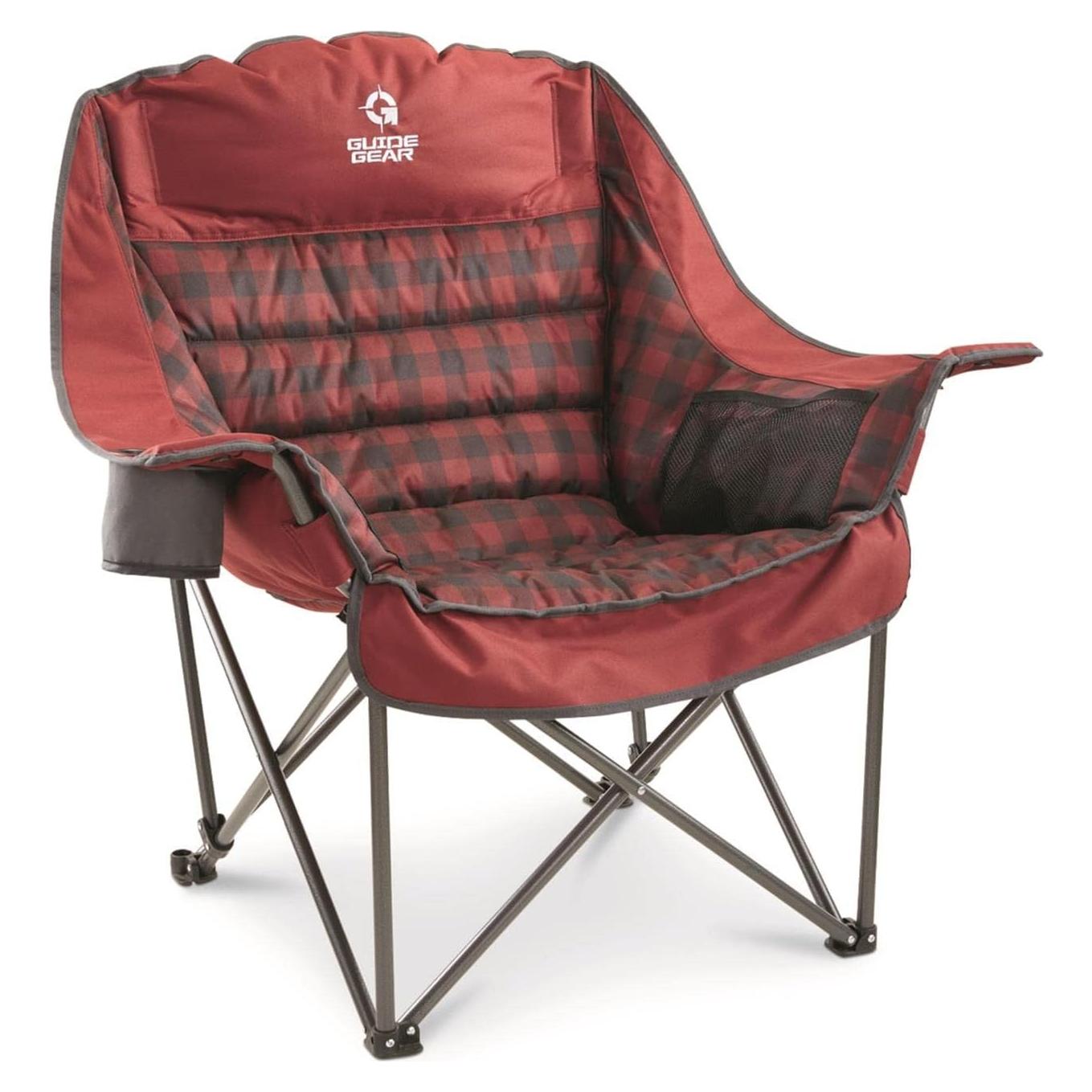 Silla de Camping Plegable Guía Gear XL Cuadros Rojos 400 lb