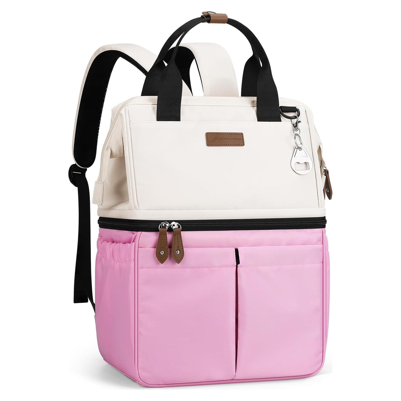 Mochila Cooler Aislada Maelstrom 24L Doble Piso Beige/Rosa