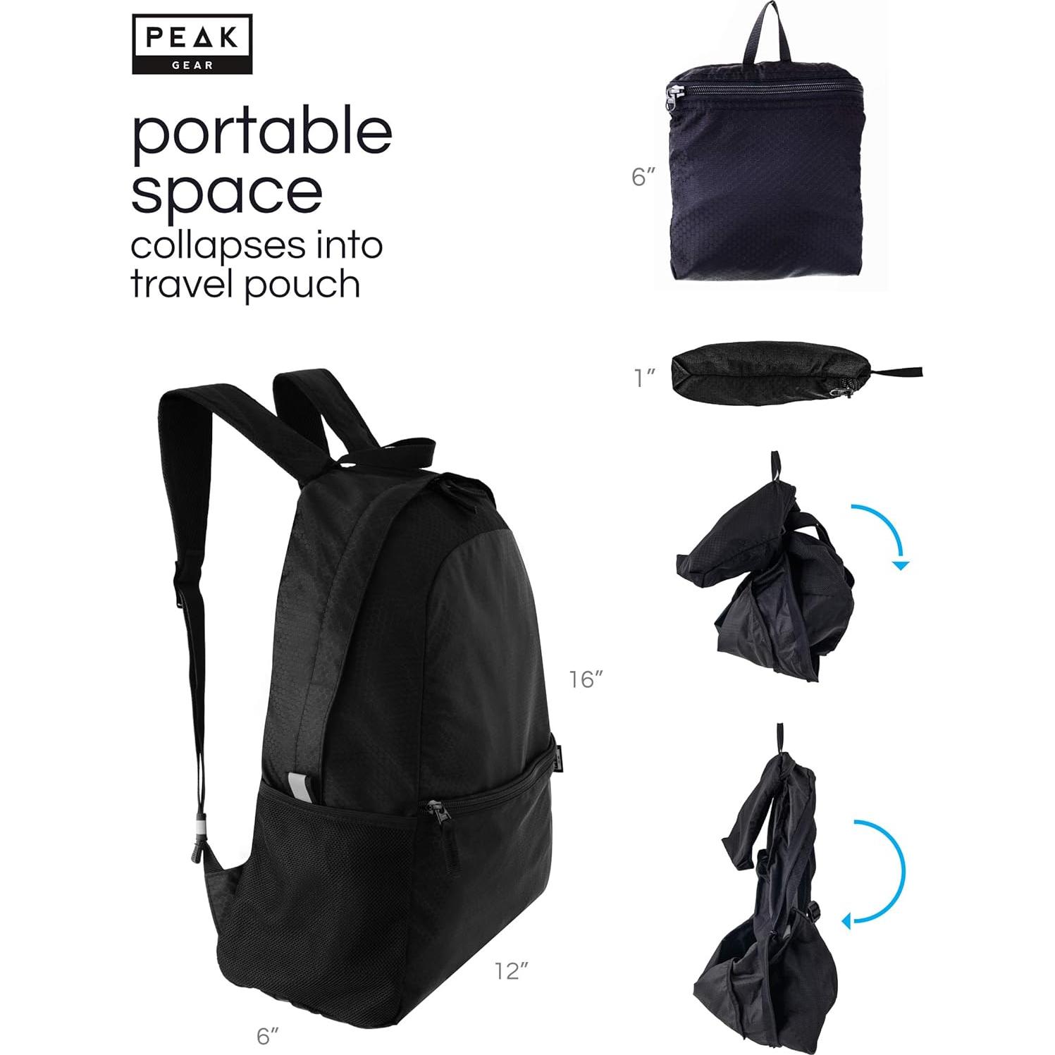 Foldable Backpack - Compact Packable Day Pack - Includes Lifetime Lost & Found ID