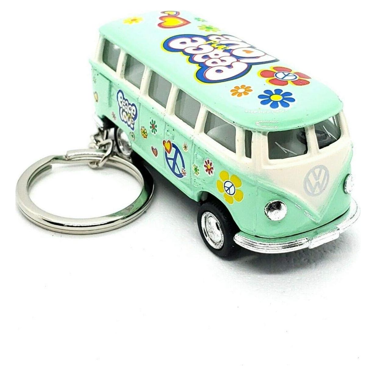 Autobús Clásico Hippie Volkswagen KiNSMART 1:64 Verde Pastel
