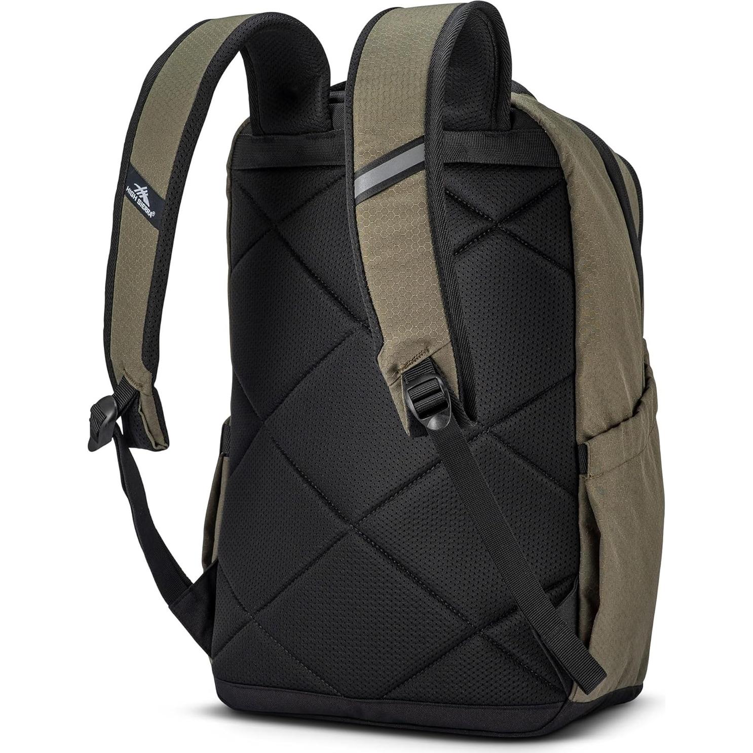 Mochila Grande High Sierra Verde Oliva con Acento Reflectante