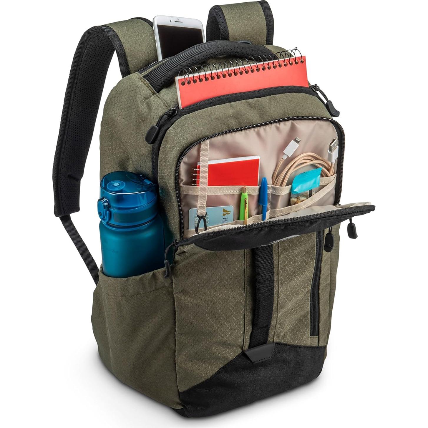 Mochila Grande High Sierra Verde Oliva con Acento Reflectante