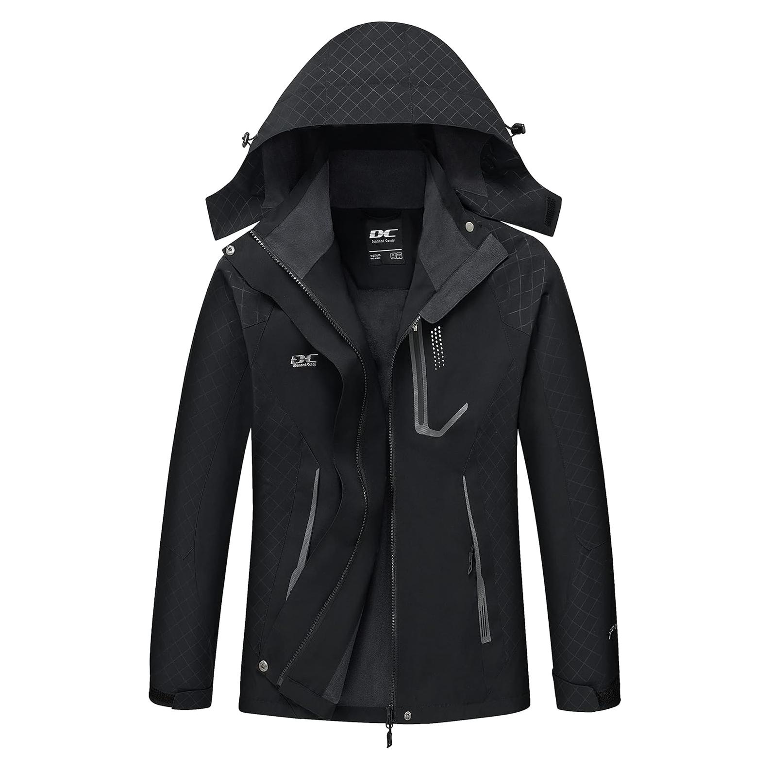 Chaqueta de Lluvia Impermeable Mujer Diamond Candy X-Pequeña Negra