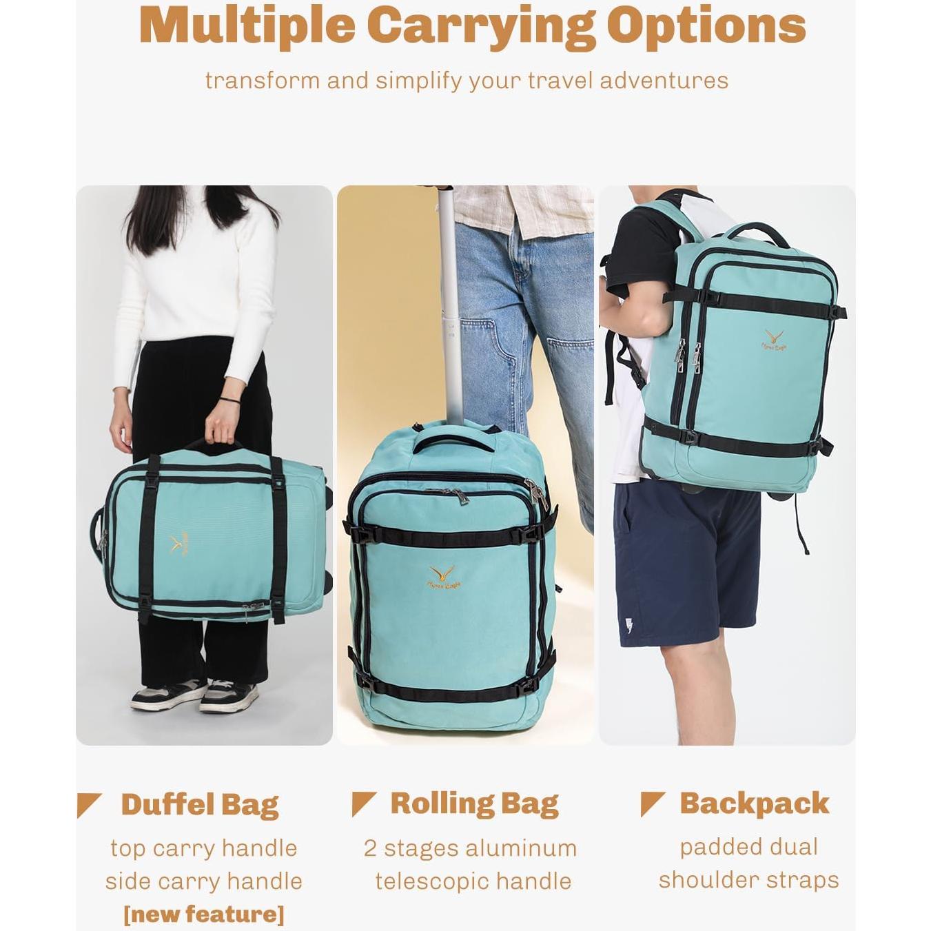 Mochila Rodante Hynes Eagle 42L Verde Menta Aprobada para Vuelo