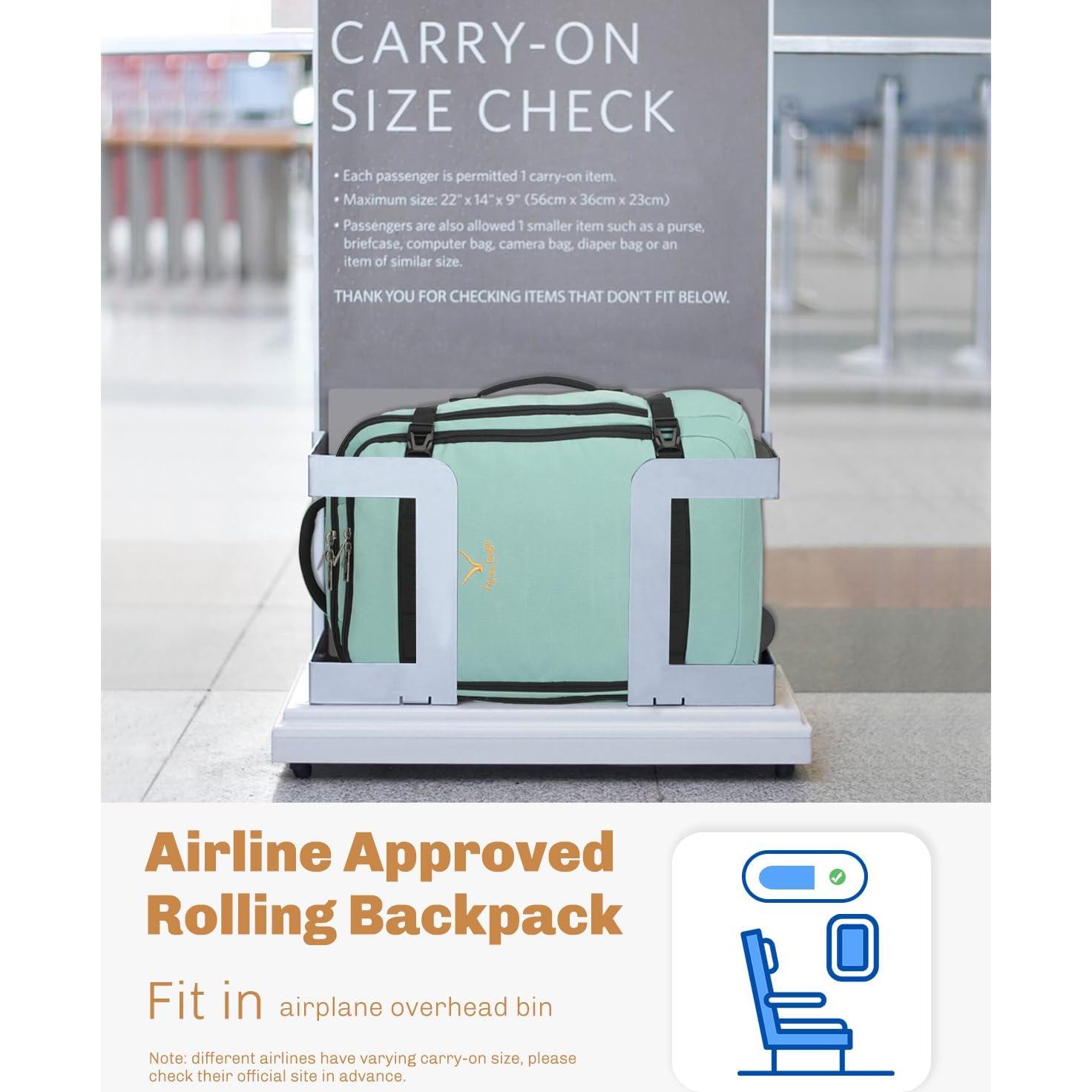 Mochila Rodante Hynes Eagle 42L Verde Menta Aprobada para Vuelo