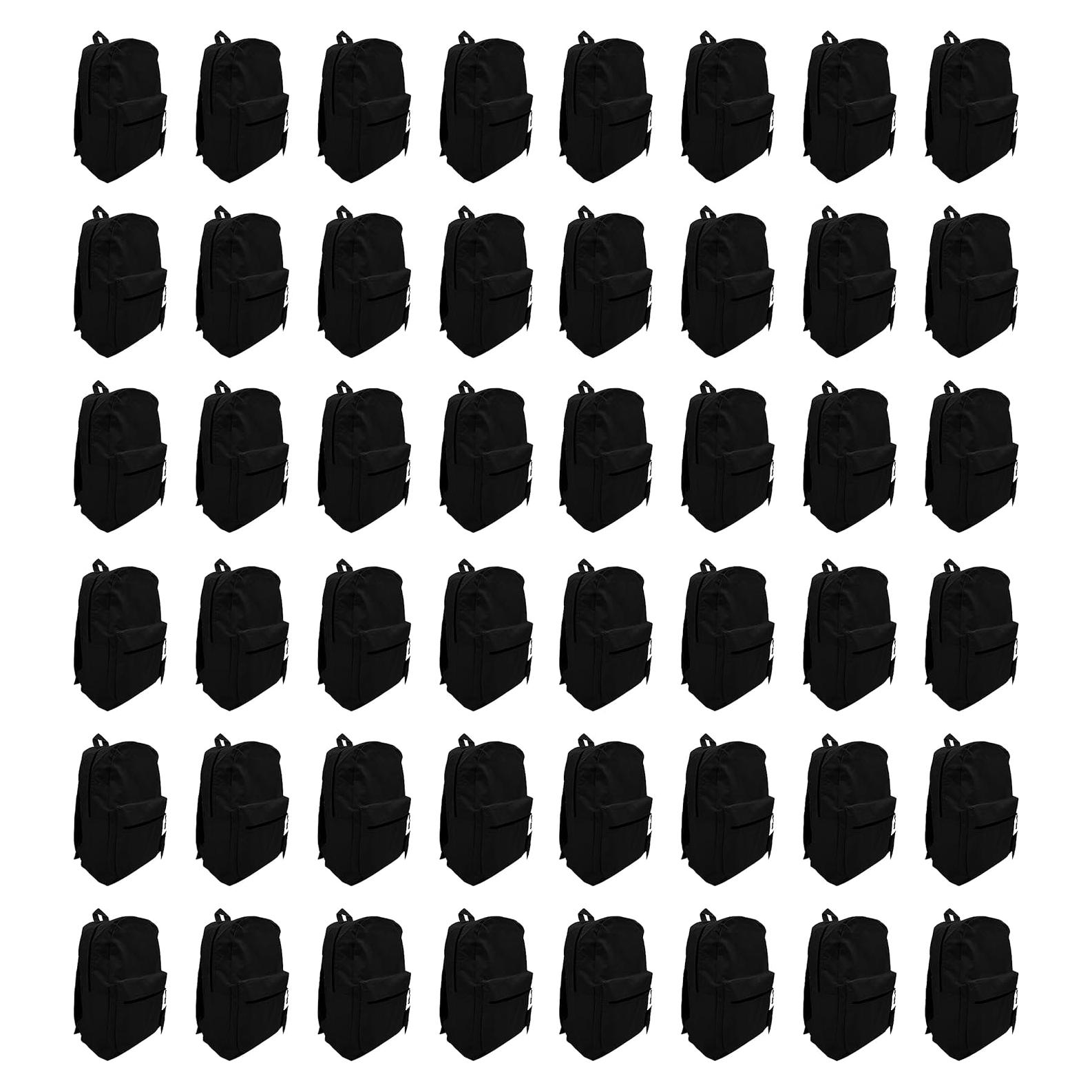 Paquete de 48 mochilas negras de 17 pulgadas con cremallera