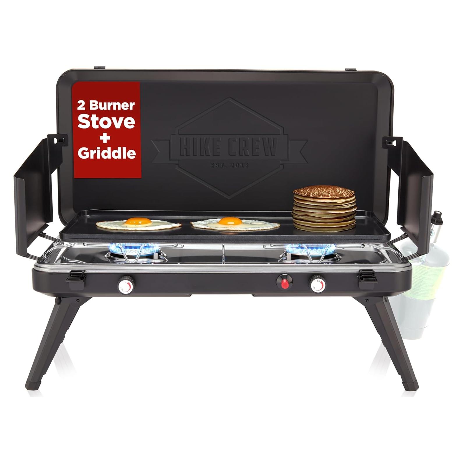 Estufa y Plancha de Gas Hike Crew HC2BXLWG 2 en 1 Portátil