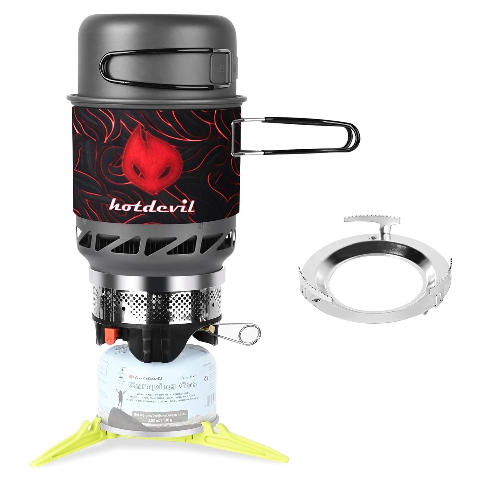 Estufa de Camping Hotdevil HD-SS-5120-1 con Olla 0.75L