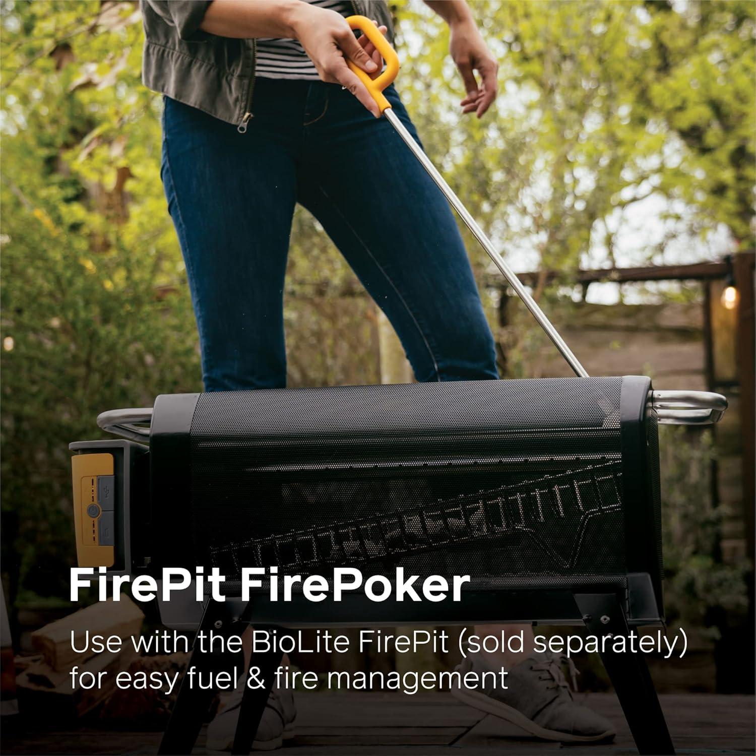 BioLite FirePoker 58 cm Acero Inoxidable con Mango de Silicona