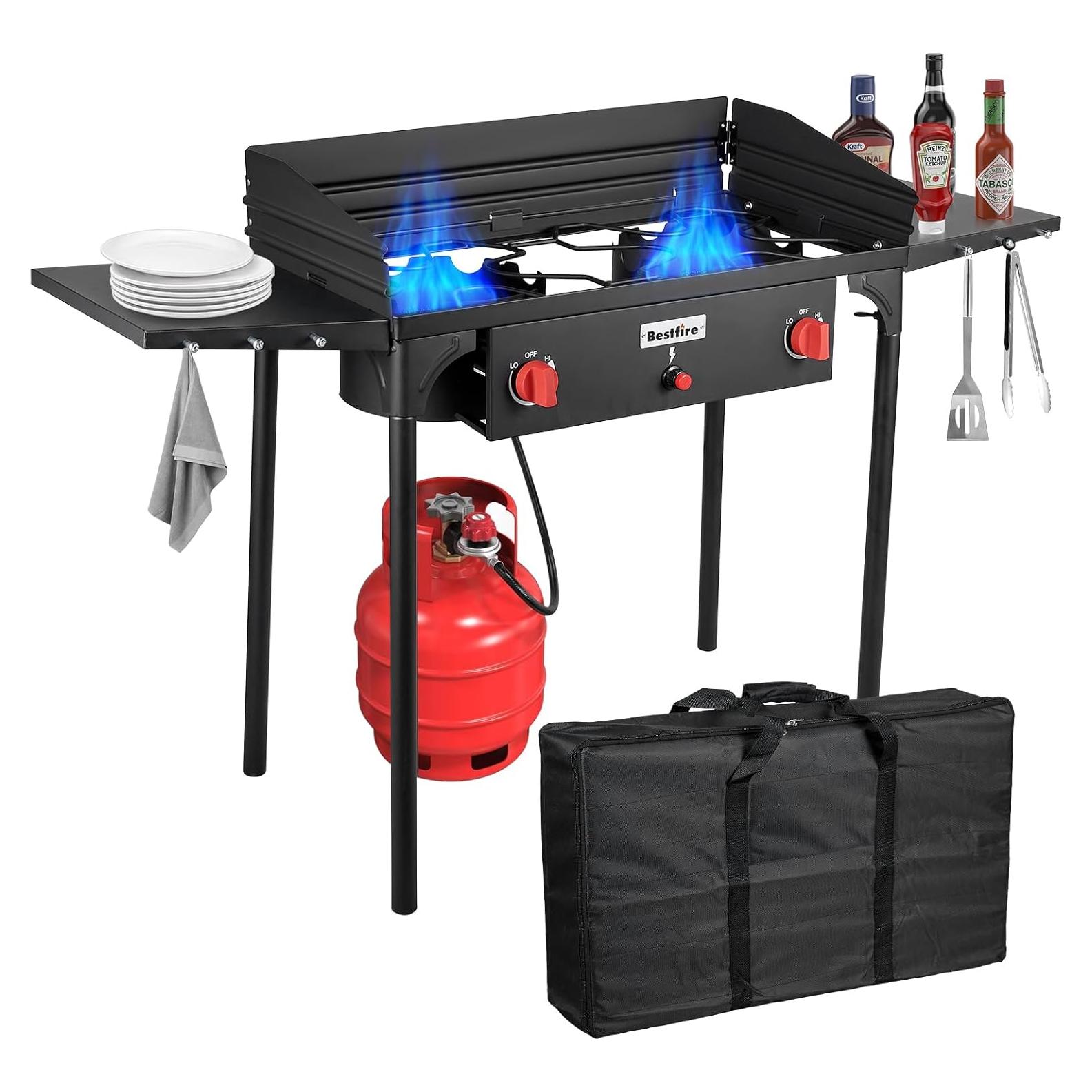 Estufa de Camping MEJORFUEGO 2 Quemadores Propano 150,000 BTU