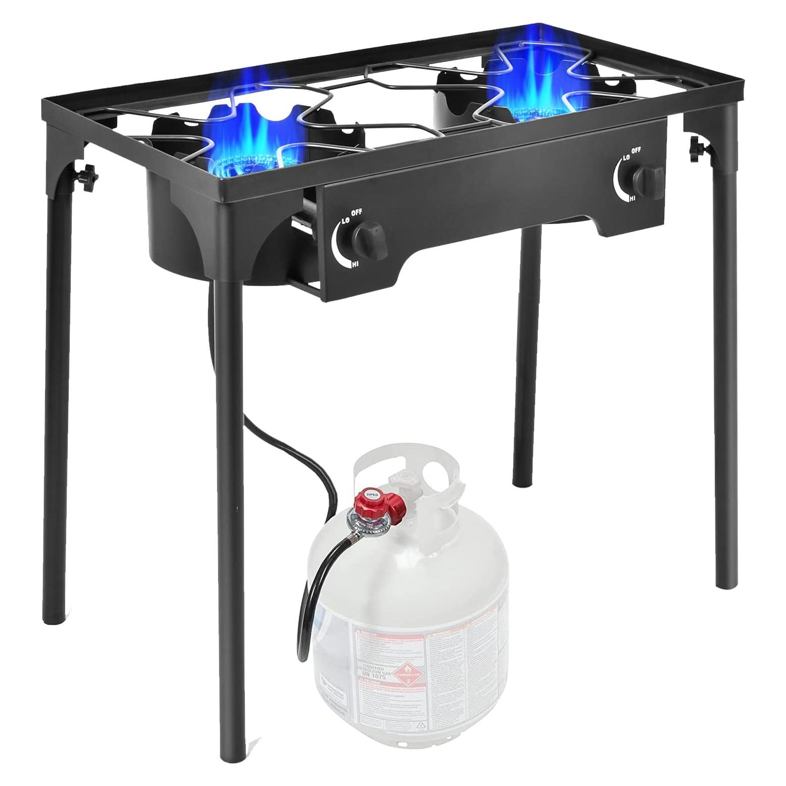 Estufa de Camping Goplus Doble Quemador 150,000 BTU Hierro Fundido