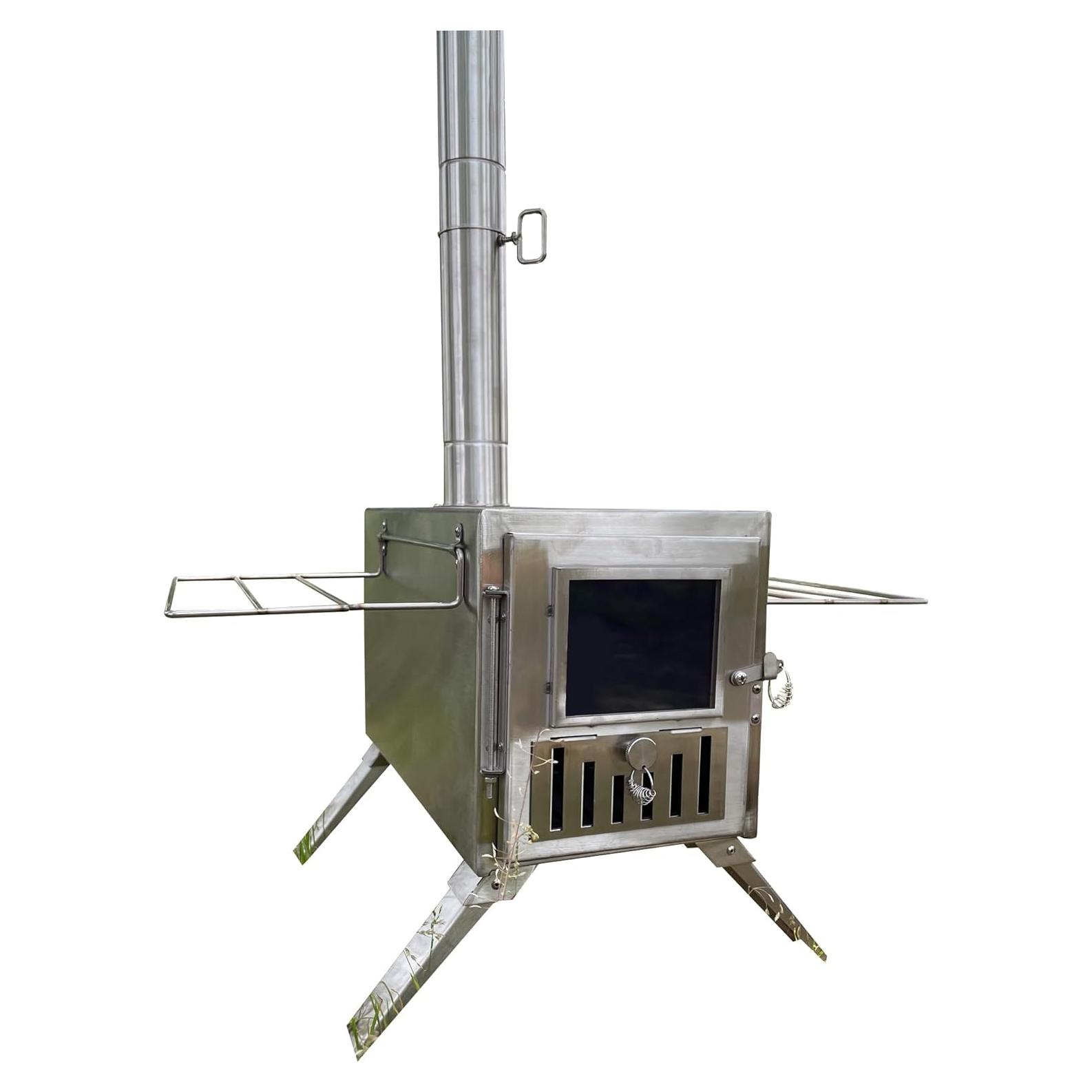 Estufa de leña portátil Tounto DBT01, acero inoxidable, 8.1 kg