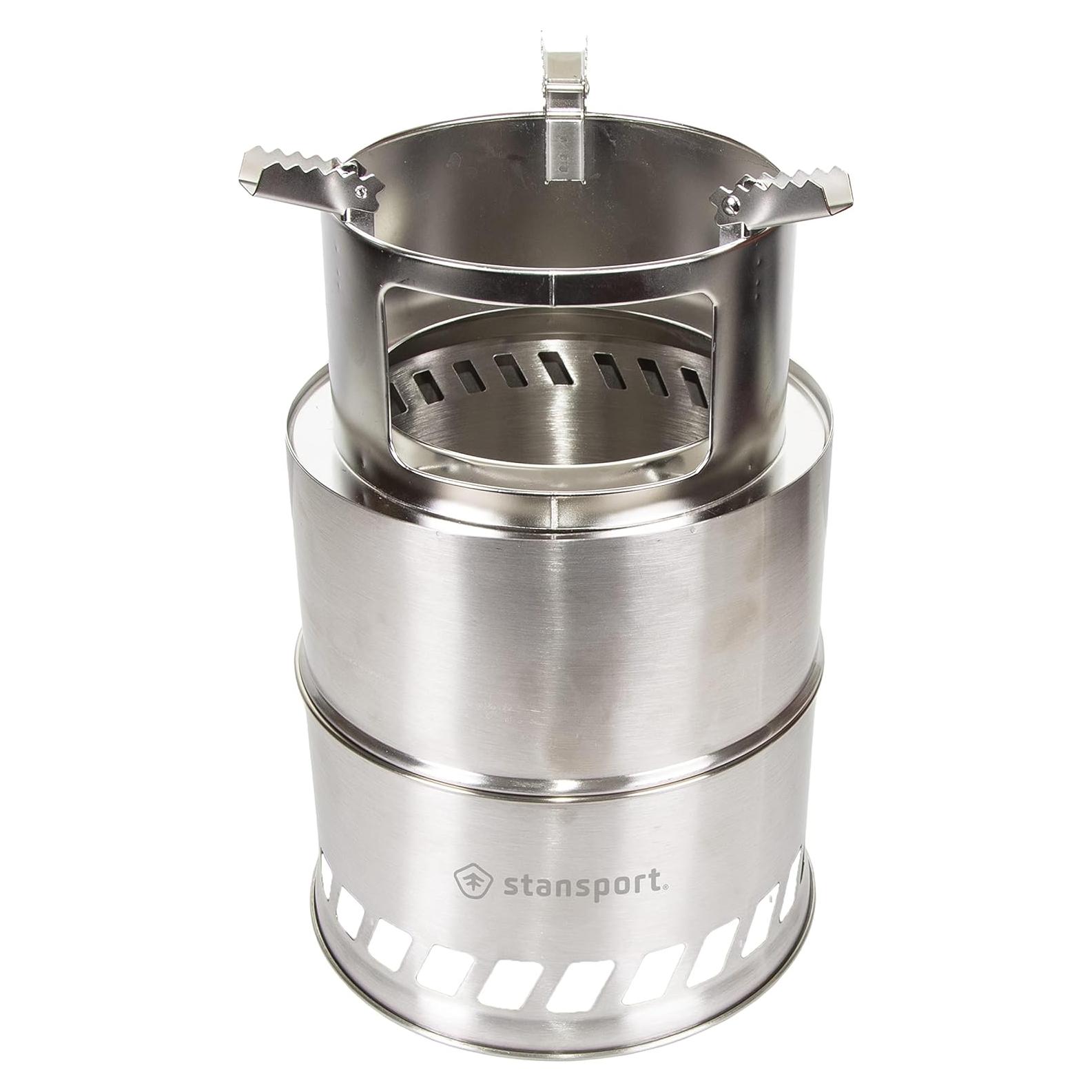 Estufa de leña Stansport de acero inoxidable extra grande