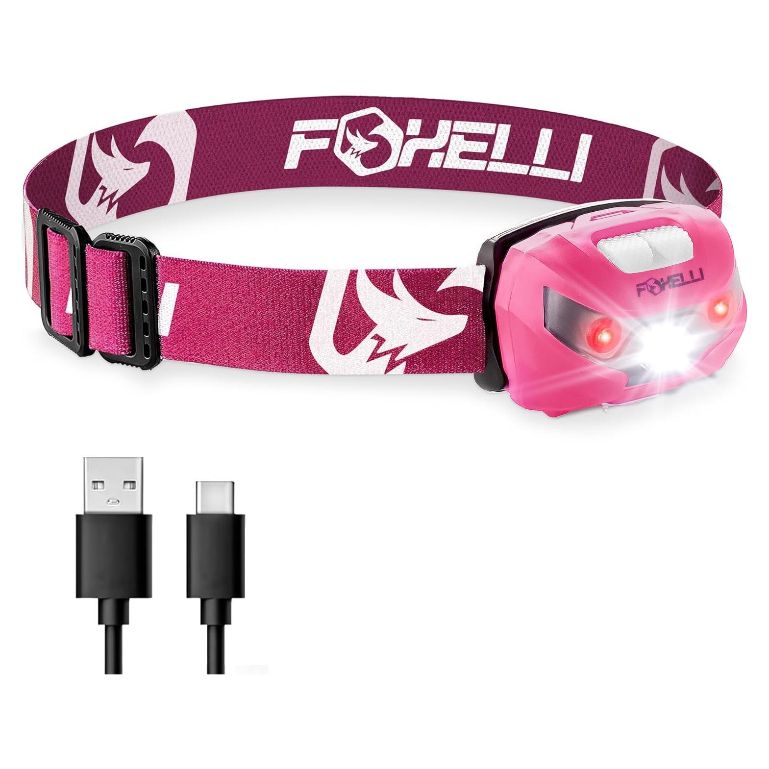 Linterna Frontal LED Foxelli MX10 Rosa Neón 160 Lúmenes
