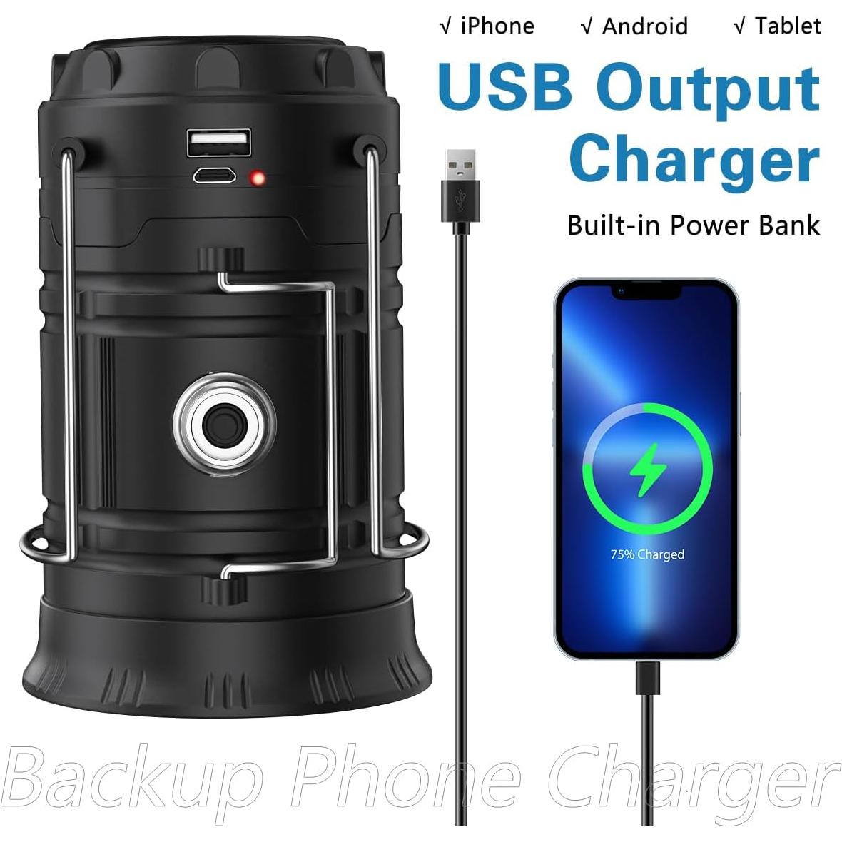 Linterna Solar Recargable BUGPASS 25.4cm para Campamento