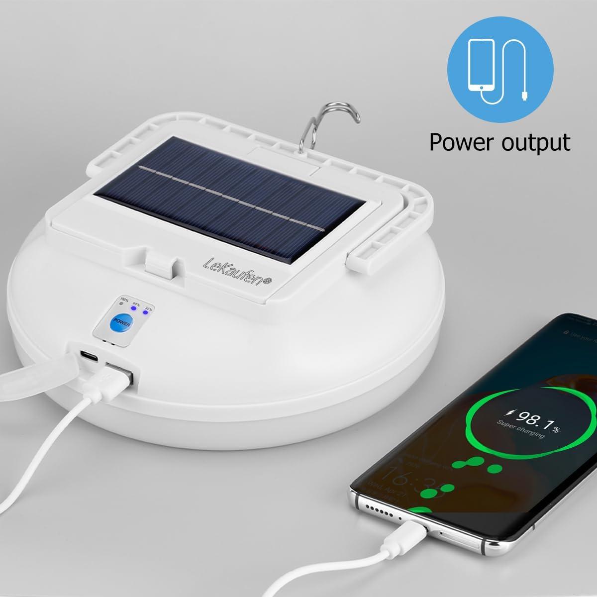 Luz Solar de Camping LeKaufen 4500LM Recargable USB IPX4