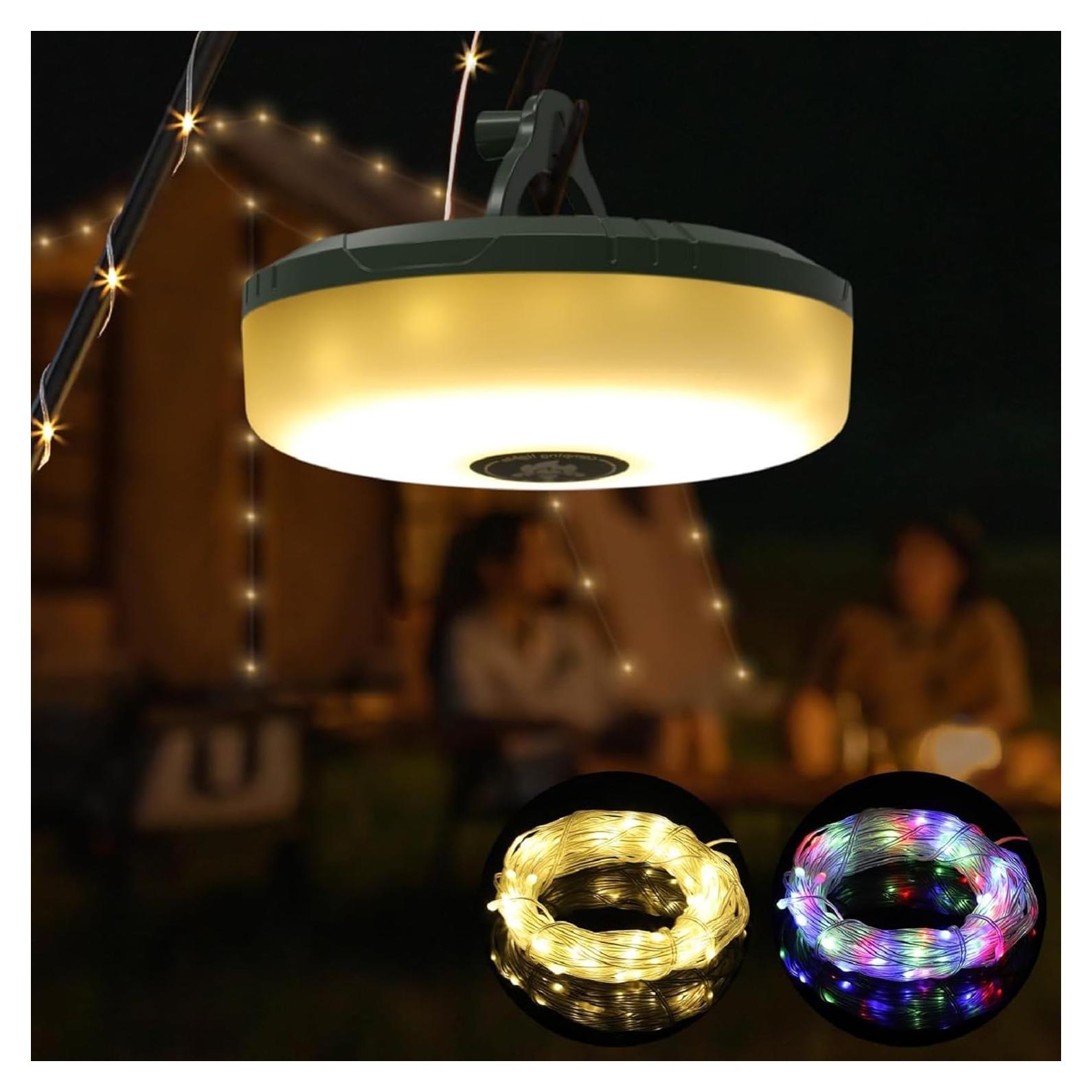 Luces de Cuerda para Camping Siloon 10m, Recargables USB, Impermeables