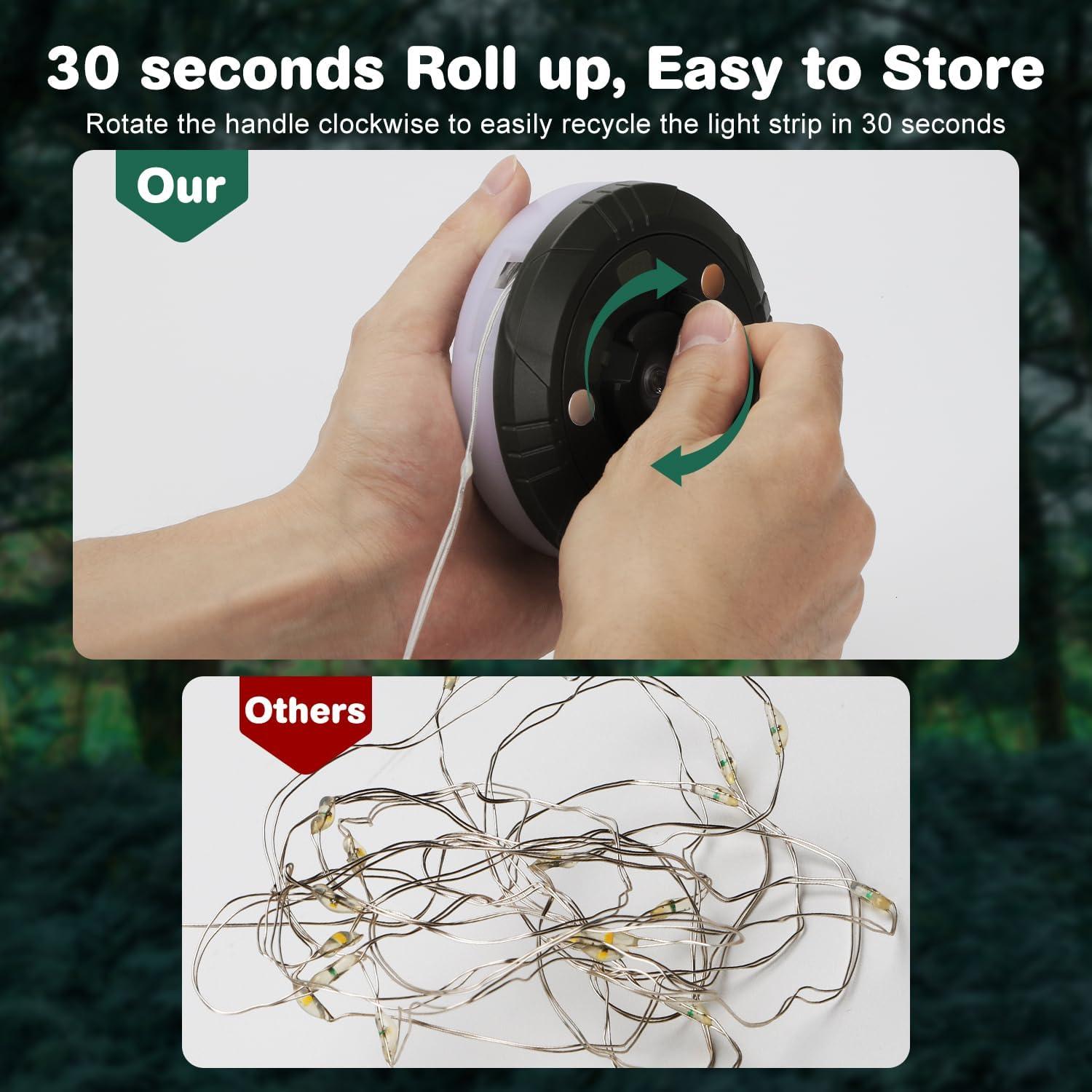 Luces de Cuerda para Camping Siloon 10m, Recargables USB, Impermeables