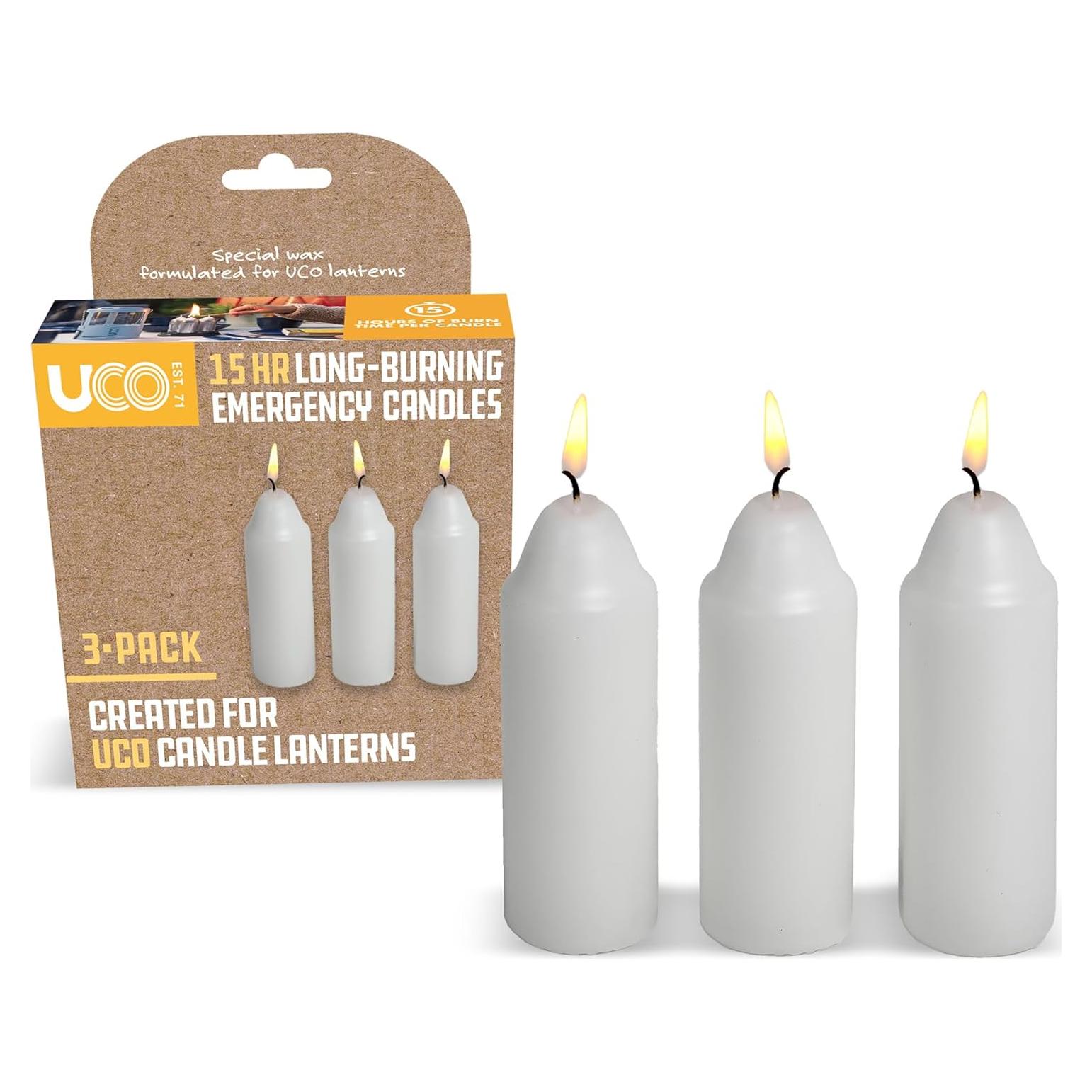 Velas Blancas UCO de 9 Horas para Linternas - Paquete de 3