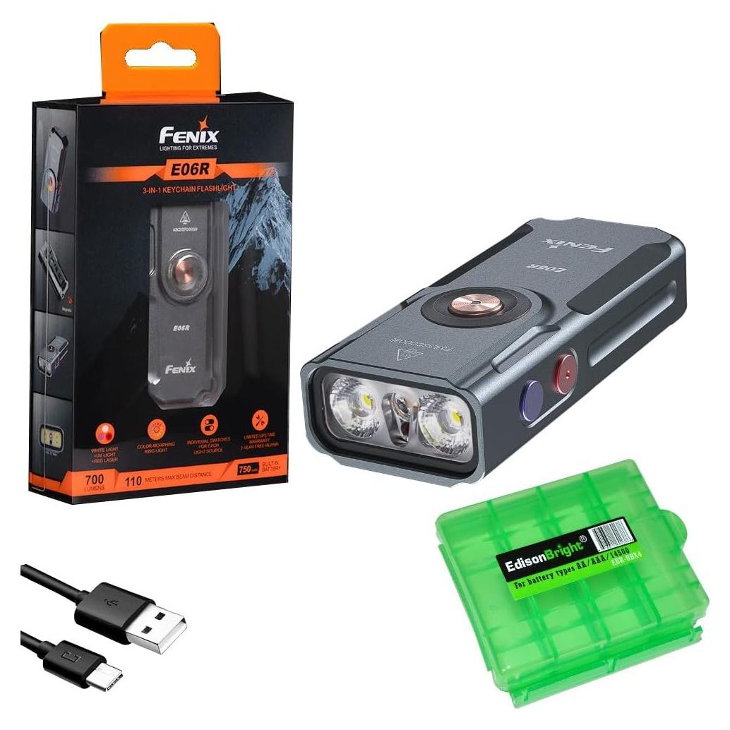 Linterna LED Fenix E06R 700 Lúmenes Recargable USB Gris