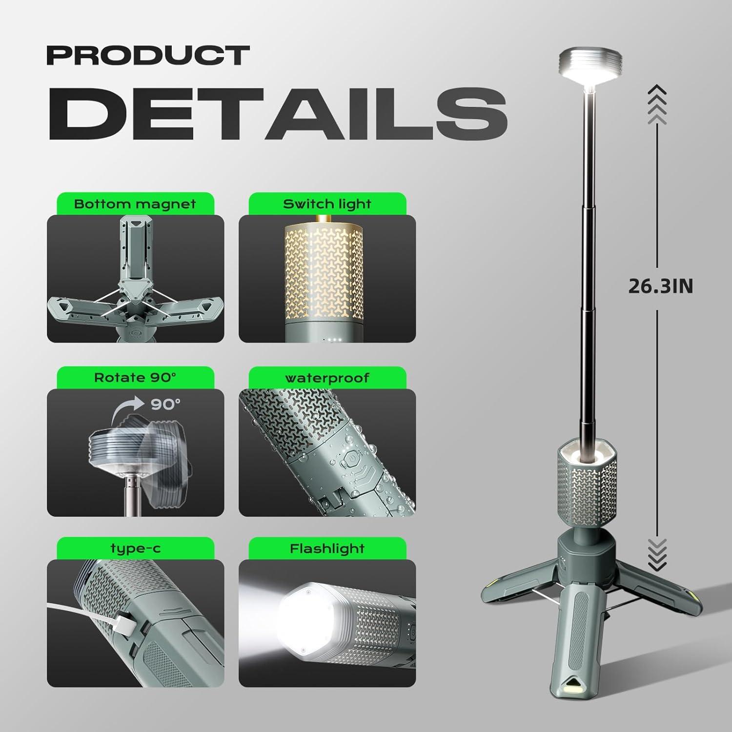 Linterna de Camping Telescópica NIEYUX 10500mAh Plegable